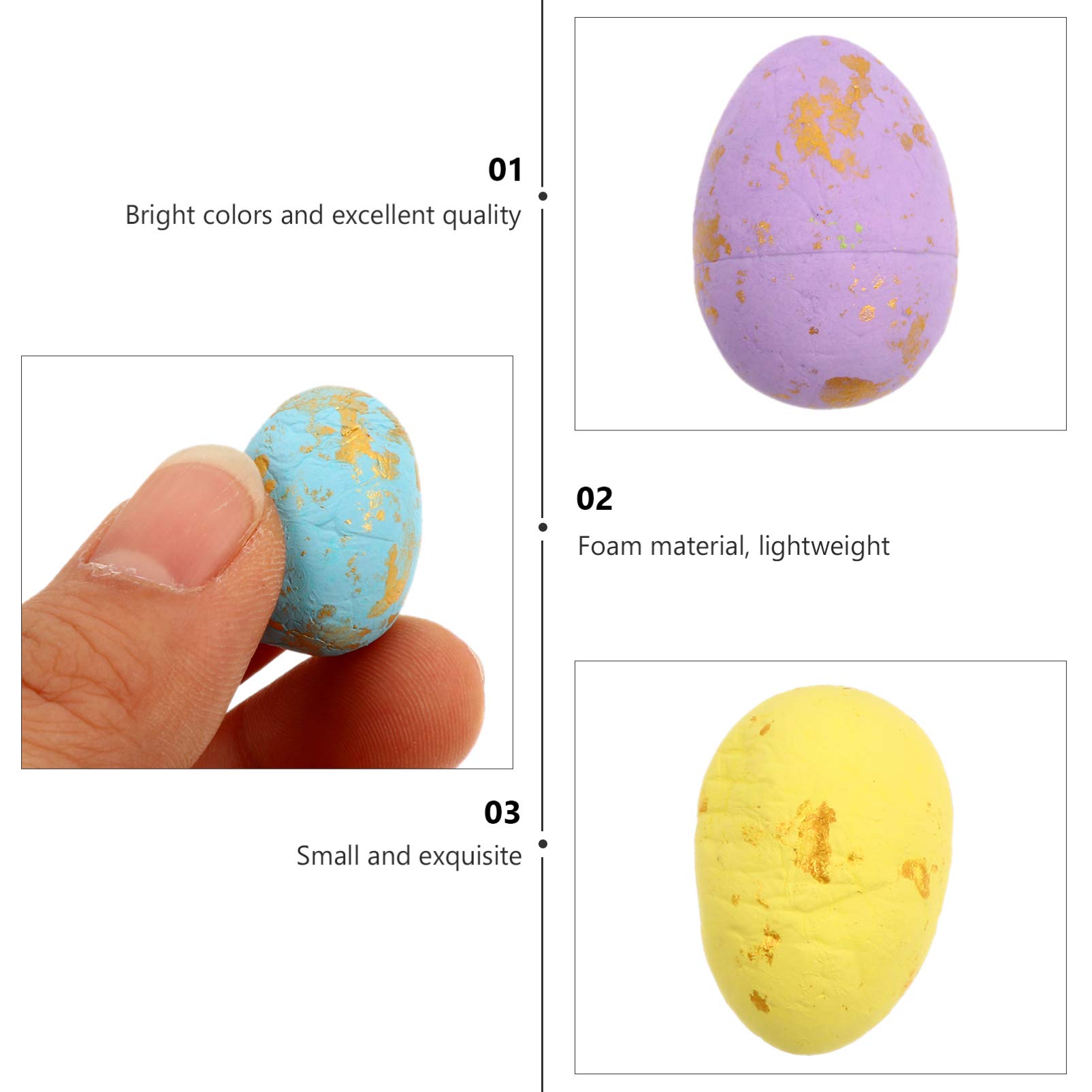 100PCS Artificial Foam Easter Eggs - DIY Bird Nest Simulation Eggs for Easter Decorations, Party Favors, and Spring Crafts - Includes 2 Decorative Plates
