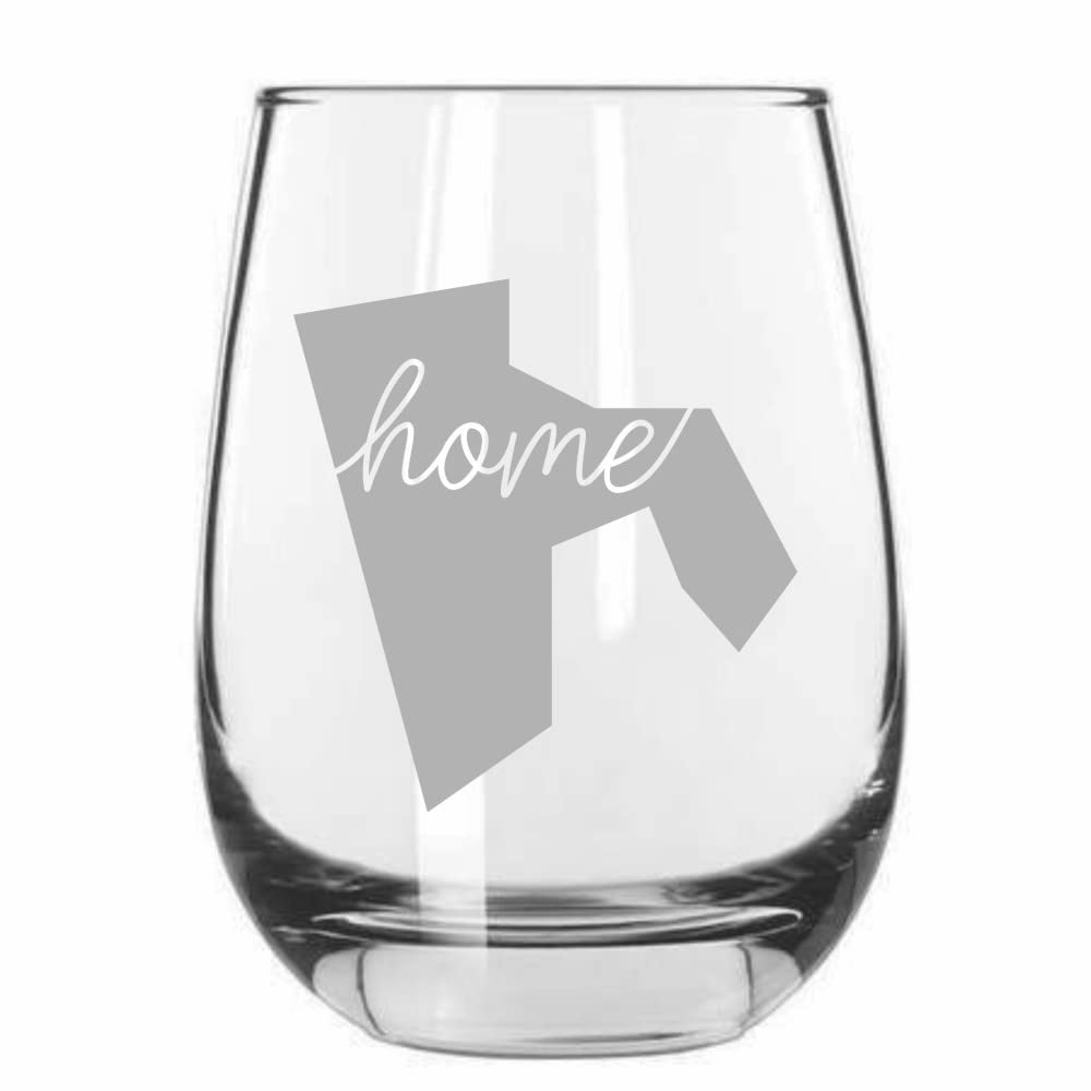 Rhode Island Stemless Wine Glass 15.25oz - Perfect for Home Decor & Gifts