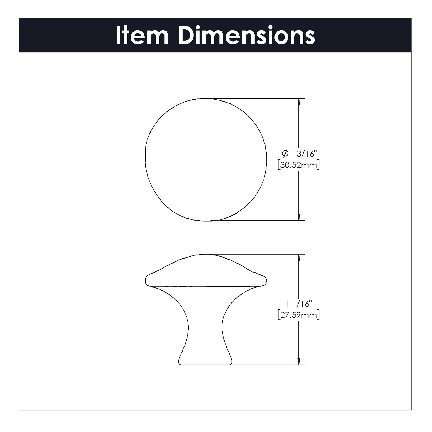 Craftsman 1 1/4 Inch Black Iron Cabinet Knob - Durable Hardware for Kitchen Cabinets, Drawers & Furniture