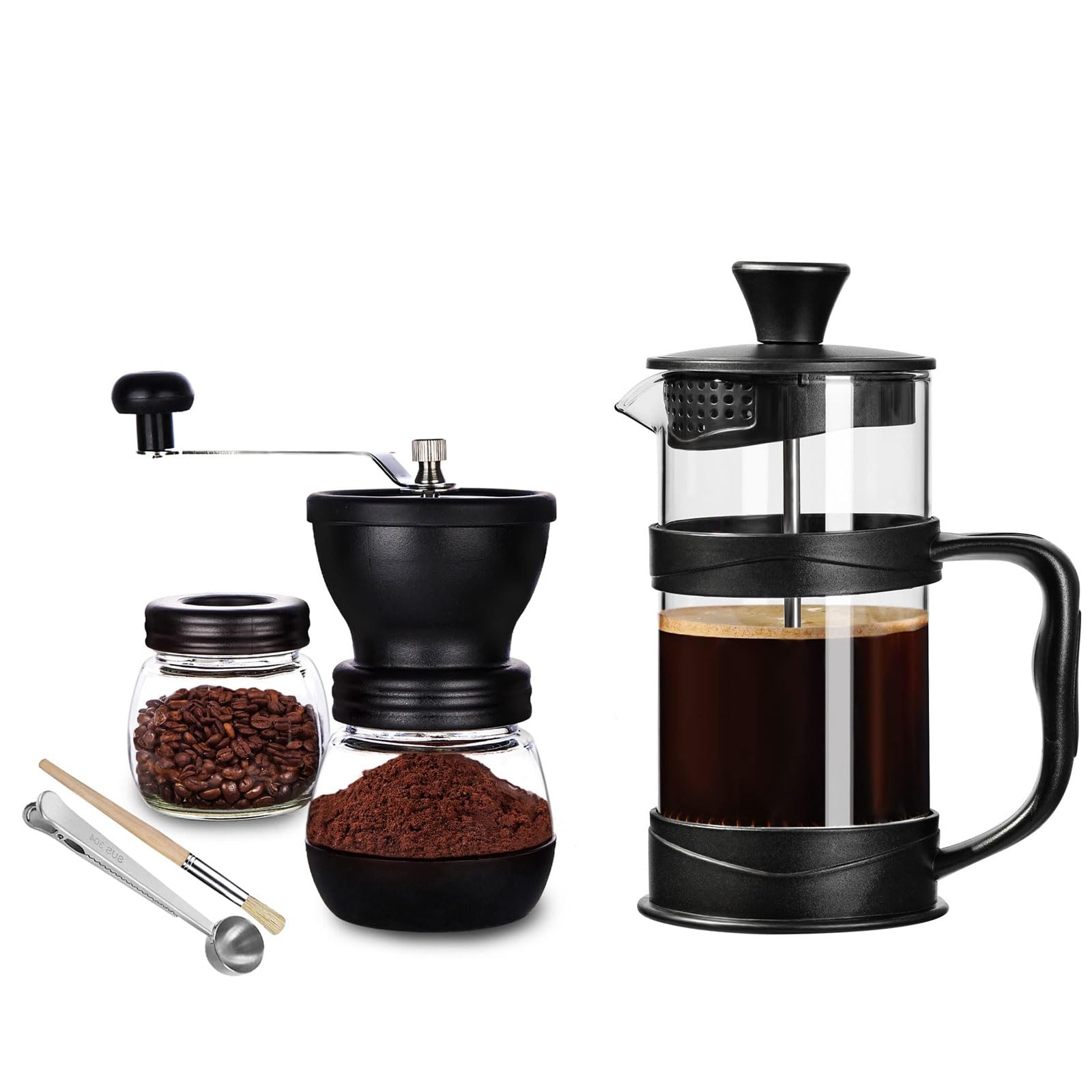 Premium Manual Coffee Grinder with Ceramic Burr - Portable Hand Crank Mill for French Press, Espresso & Pour Over - 11.8oz Capacity - Perfect for Camping, Travel & Home Brewing