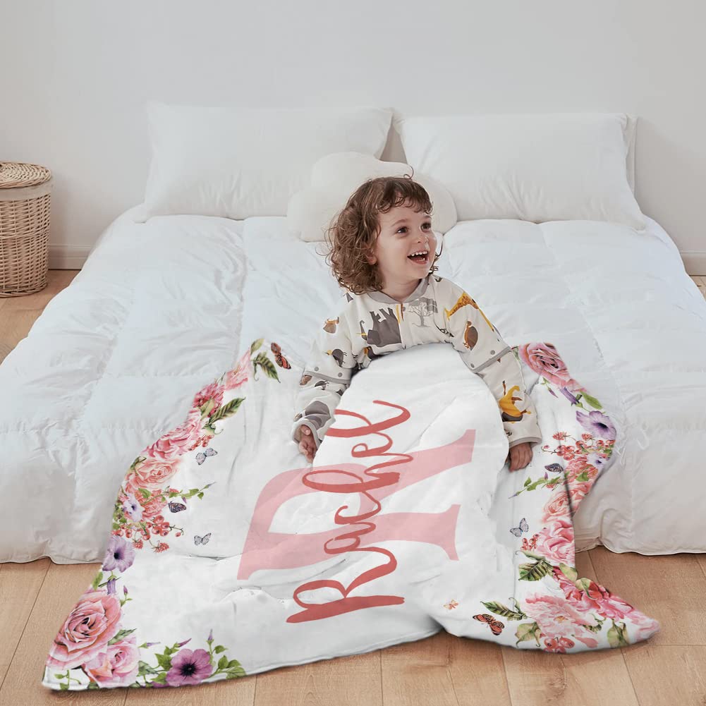Personalized Yoke Style Baby Blankets for Girls & Boys - Custom Name Swaddle Blanket for Newborns, Toddlers & Kids - Perfect Baby Shower & Birthday Gift - Soft & Cozy for Nursery, Travel & Snuggling
