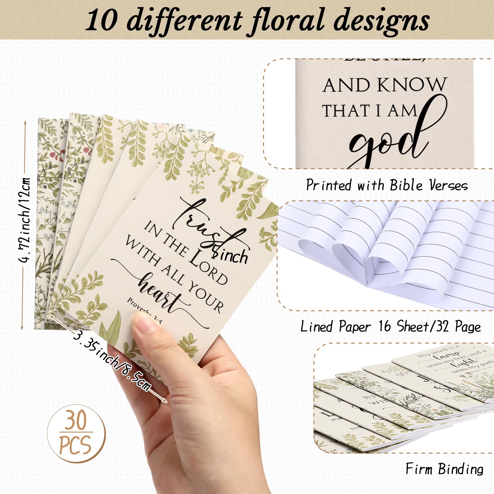 60 Pcs Christian Easter Gifts Bulk - Inspirational Bible Verse Notebook & Prayer Journal Set with Pen - Religious Gifts for Women, Church Teachers, Nurses - Perfect for Mother's Day, Sunday School & Bible Study (Beige)
