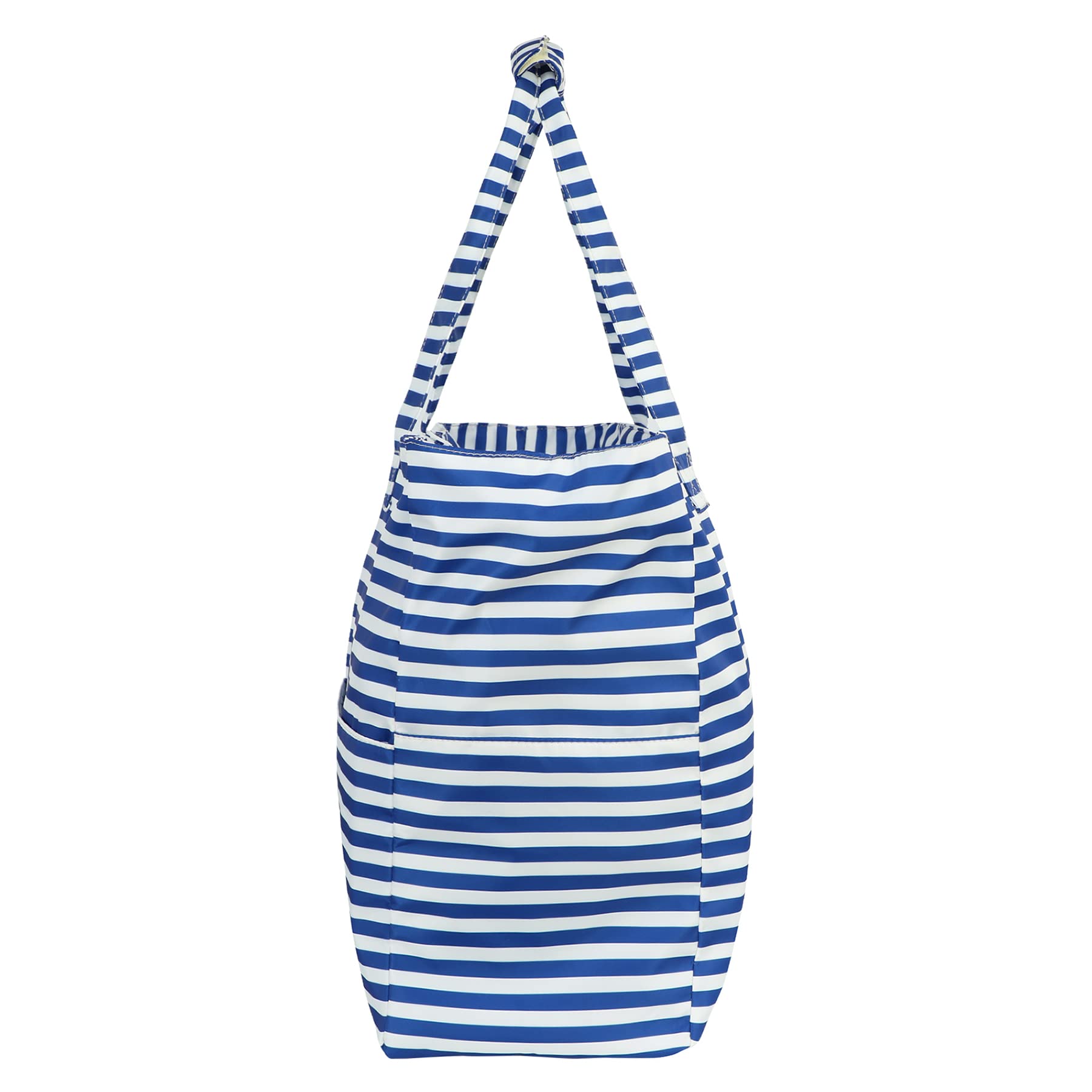 Waterproof Beach Bag for Women & Girls - Large Duffle Tote with Pockets - Cute Weekender Travel Bag - Essential for Beach Vacations, Family Trips & Kids - Blue Stripe Design - Perfect for Pool, Gym & Outdoor Adventures