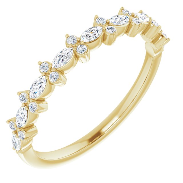 0.34 ct Marquise & Round Diamond Wedding Band - Elegant Anniversary Ring for Women - Perfect for Bridal Jewelry, Engagement Gift & Special Occasions