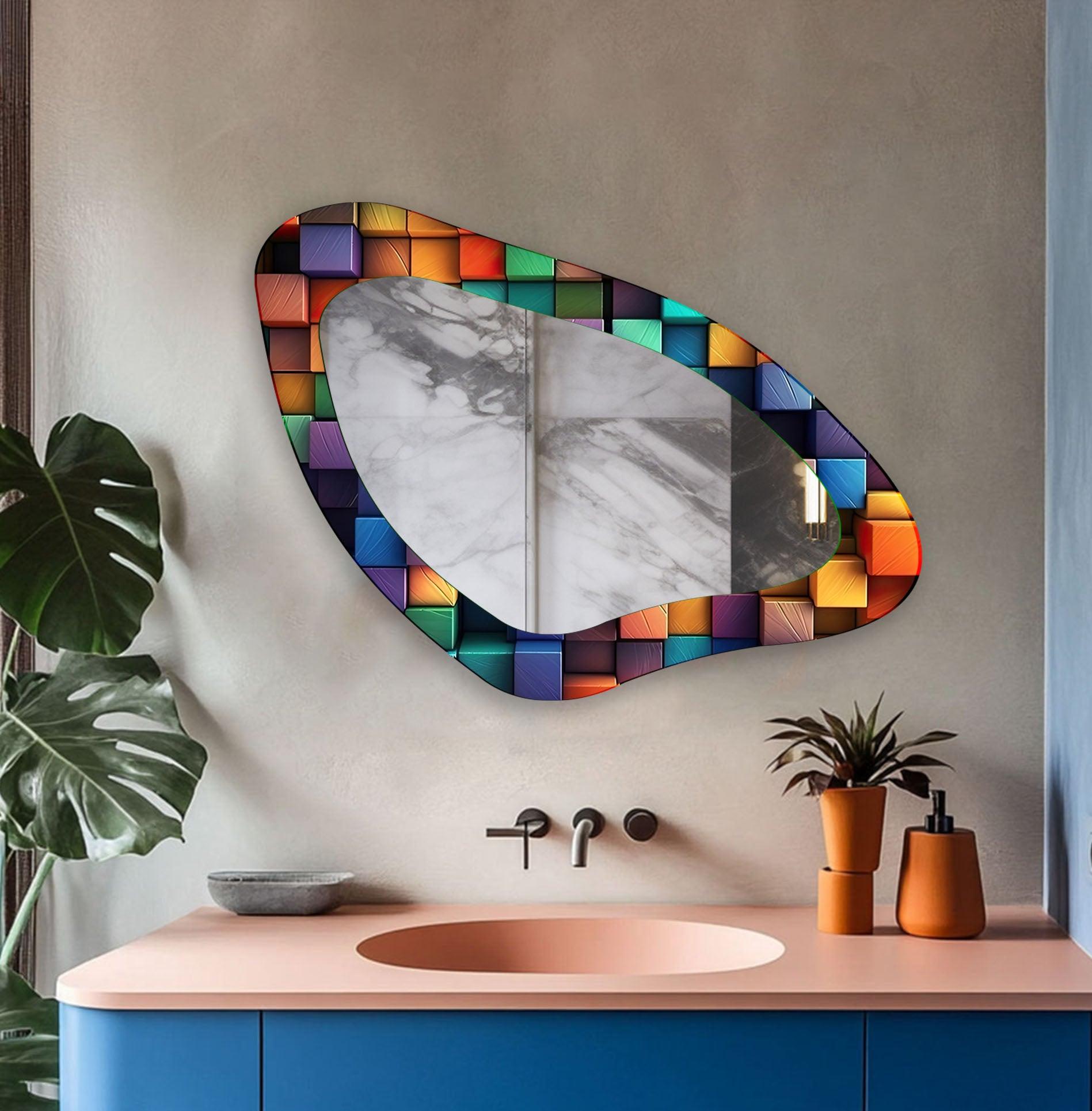 Stylish Modern Glass Wall Mirror - Decorative Round or Square Mirror for Living Room, Bedroom, Bathroom & Entryway Decor
