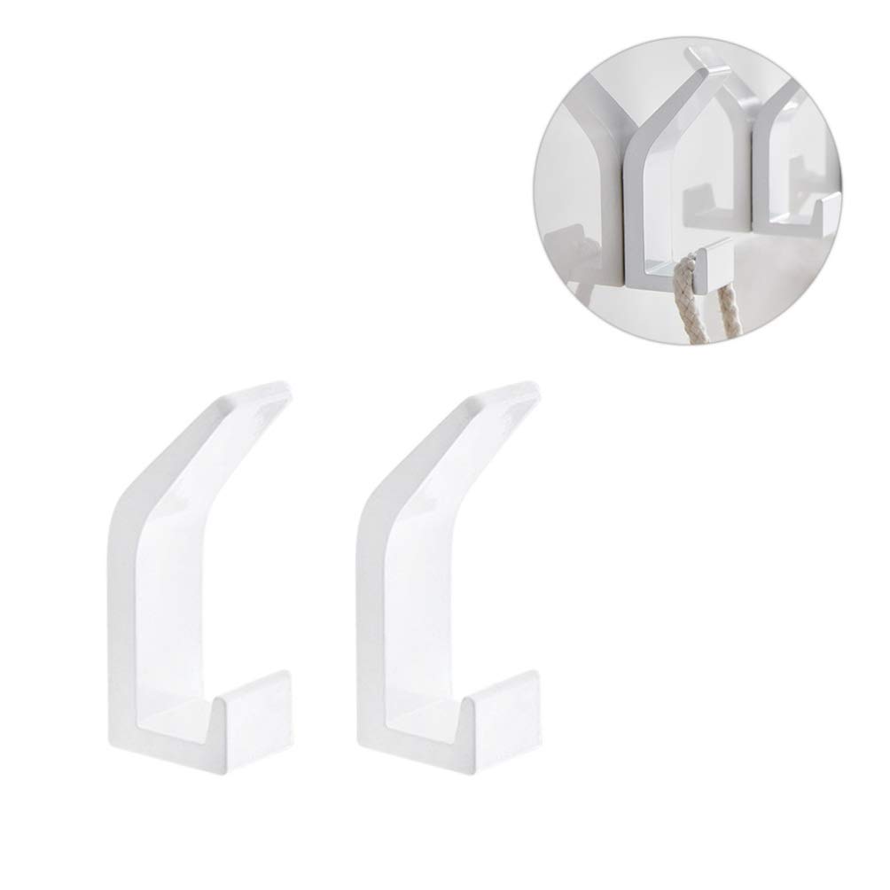 5PCS Aluminum Wall Hooks - Decorative Bathroom Towel Hooks & Key Hangers, White Wall Mount Hooks for Bathroom, Kitchen, Bedroom & Entryway Organization