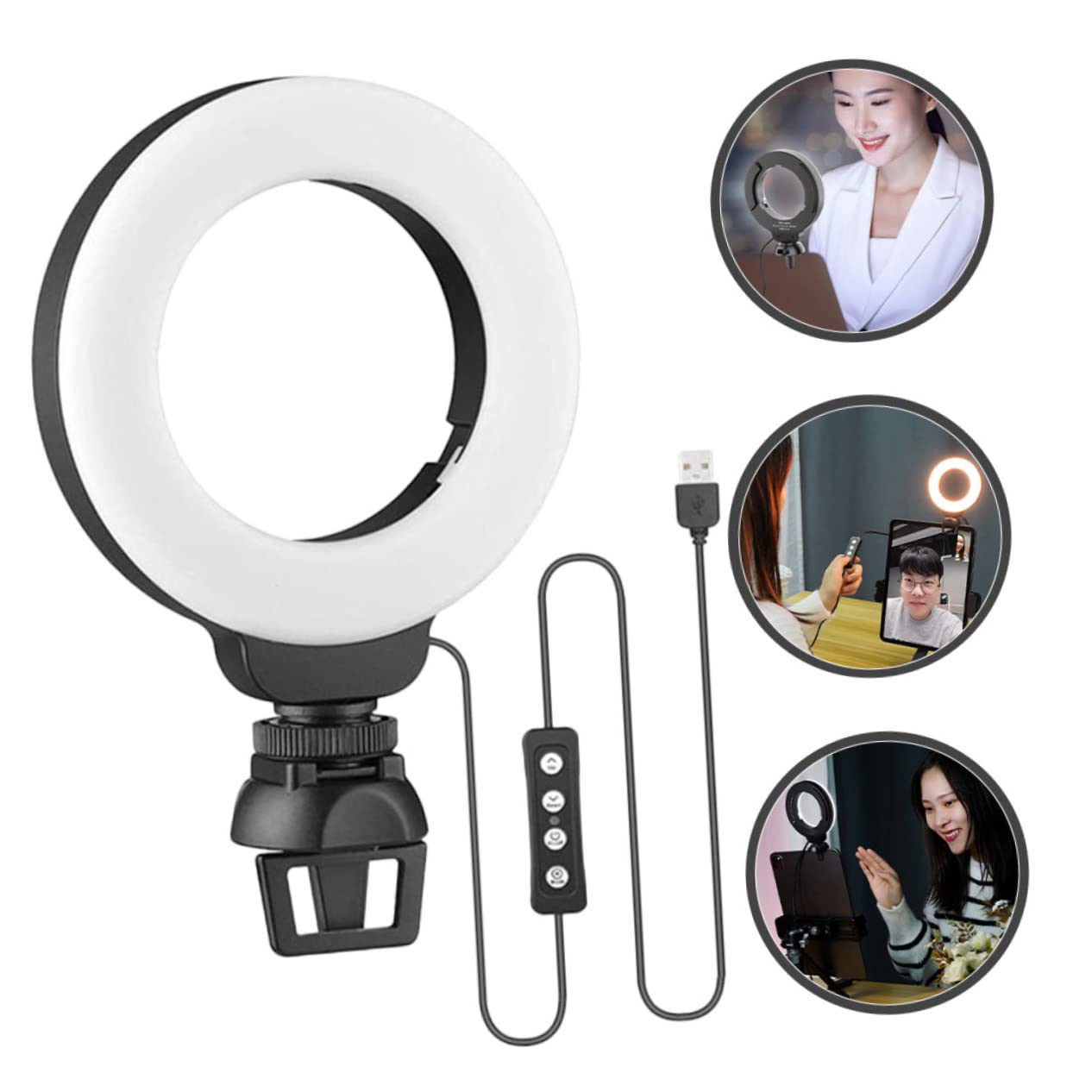 Hemobllo Laptop Mini Ring Light with Live Fill Light for Video Conferencing, Selfie, and Camera Lighting Kit – Perfect for Laptops, Computers, and Online Meetings