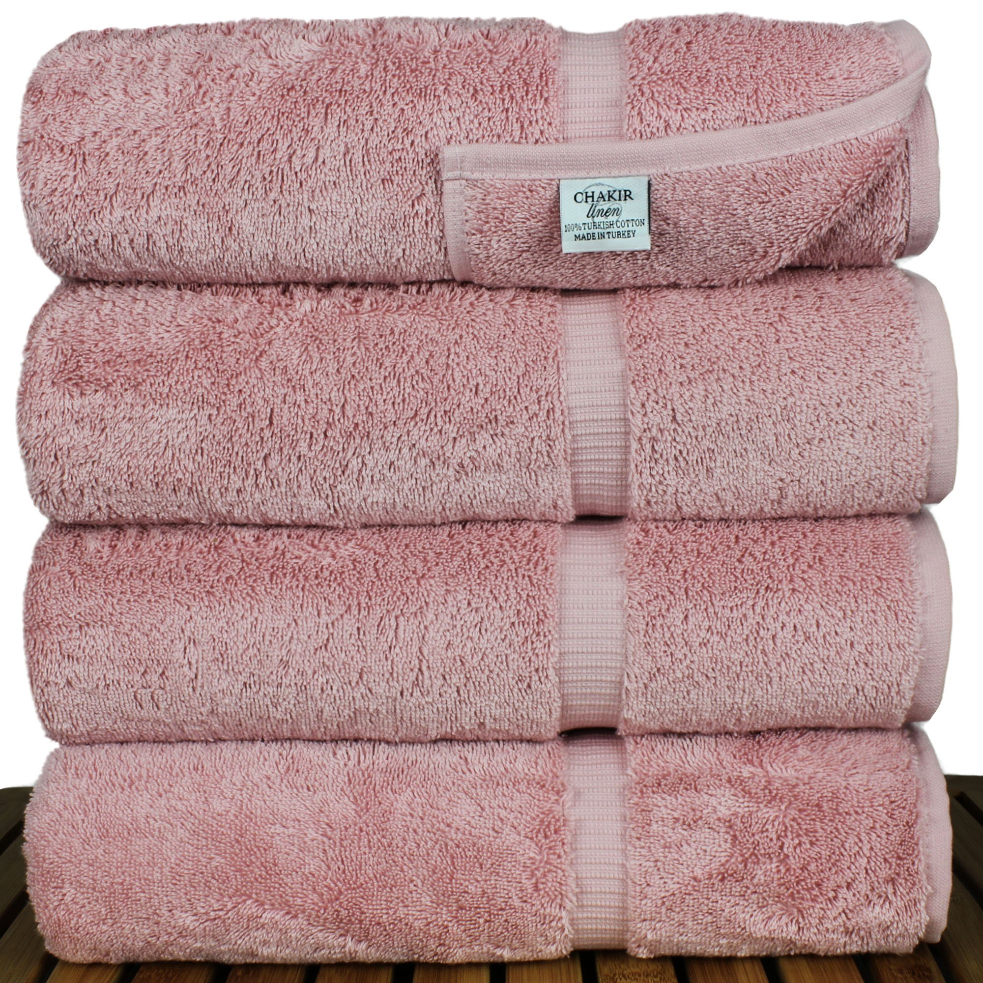 Premium Turkish Cotton Bath Towels Set of 4 - Ultra Absorbent & Quick Dry, Soft Luxury Towels for Bathroom, Spa, Beach & Pool (Pink)