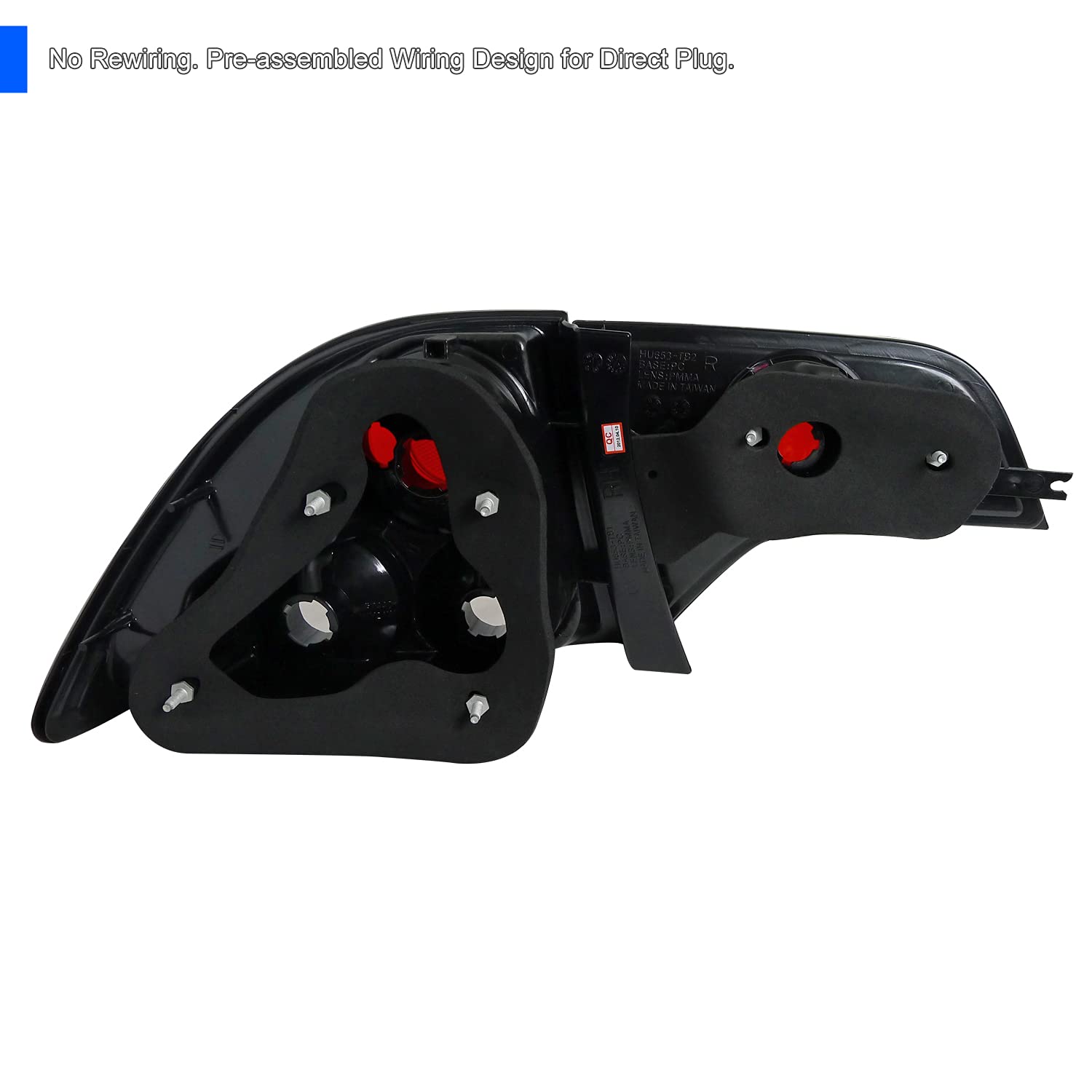Spec-D Tuning Black Housing Clear Lens Tail Lights for 2006-2011 Honda Civic Sedan 4 Door - Left & Right Pair Assembly | Enhanced Style & Night Visibility for Your Car