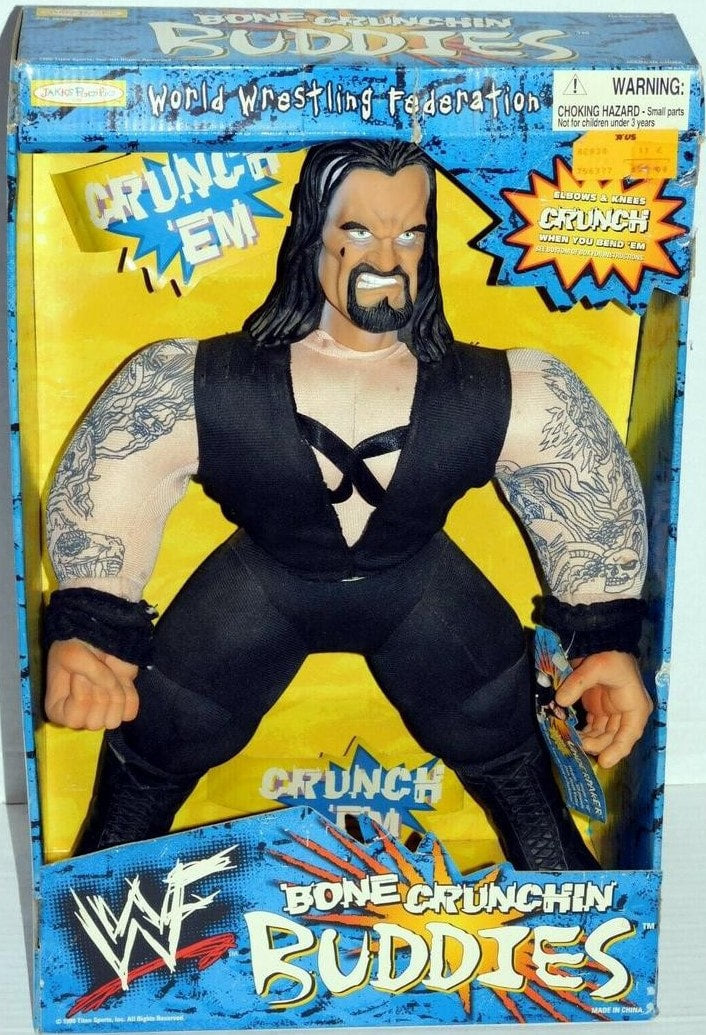 WWF Jakks Pacific Bone Crunchin' Buddies Series 3 Undertaker Action Figure - 1999 Wrestling Collectible Toy for Fans & Display - Perfect for WWE Memorabilia Collections & Play Battles