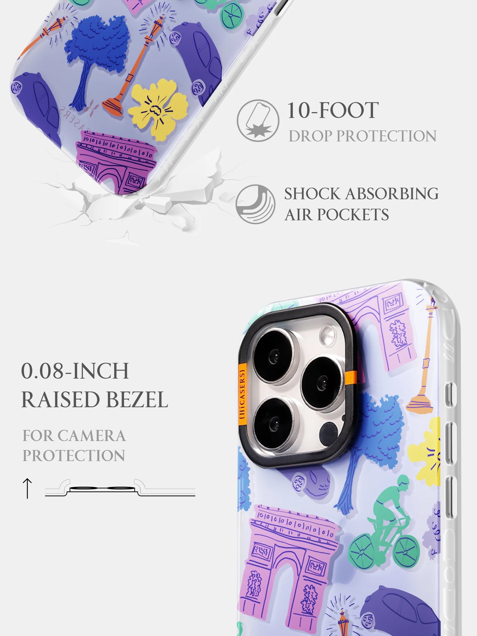 Stylish Iridescent Phone Case - City Theme in Violet | Trendy Protective Cover for iPhone & Android | Perfect for Urban Lifestyle & Travel