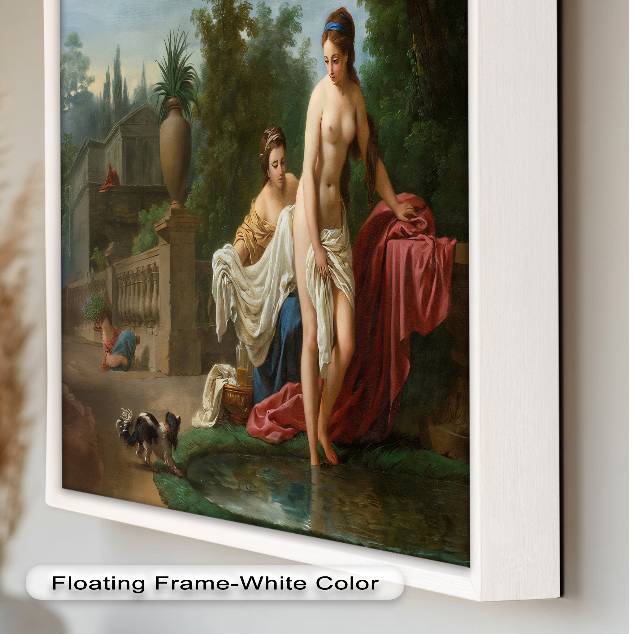 Neoclassical Elegance Oil Painting - Garden Bathing Scene Artwork for Home Decor & Living Room Wall Art