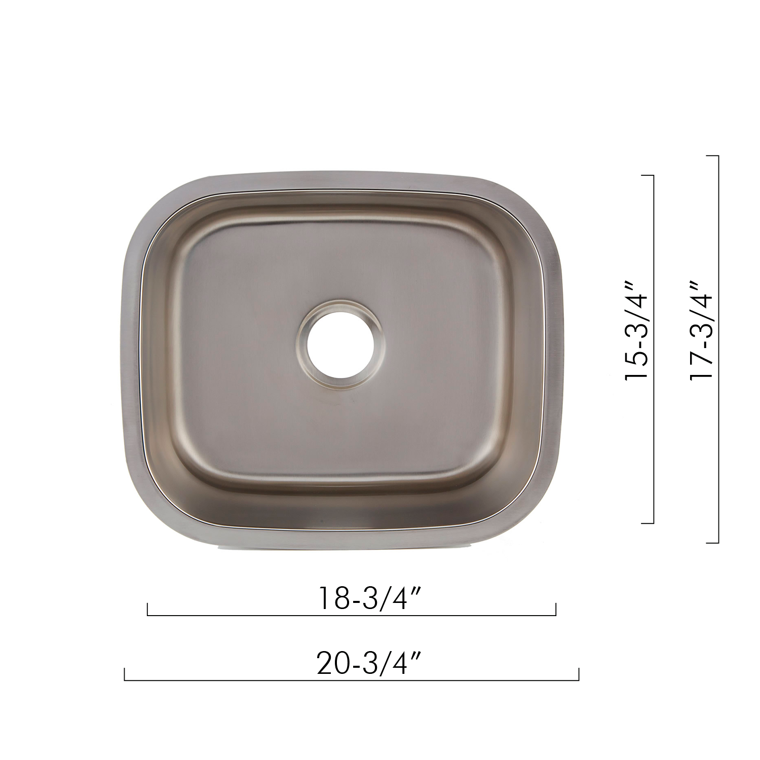 DAX 18 Gauge Brushed Stainless Steel Undermount Single Bowl Kitchen Sink 20.75