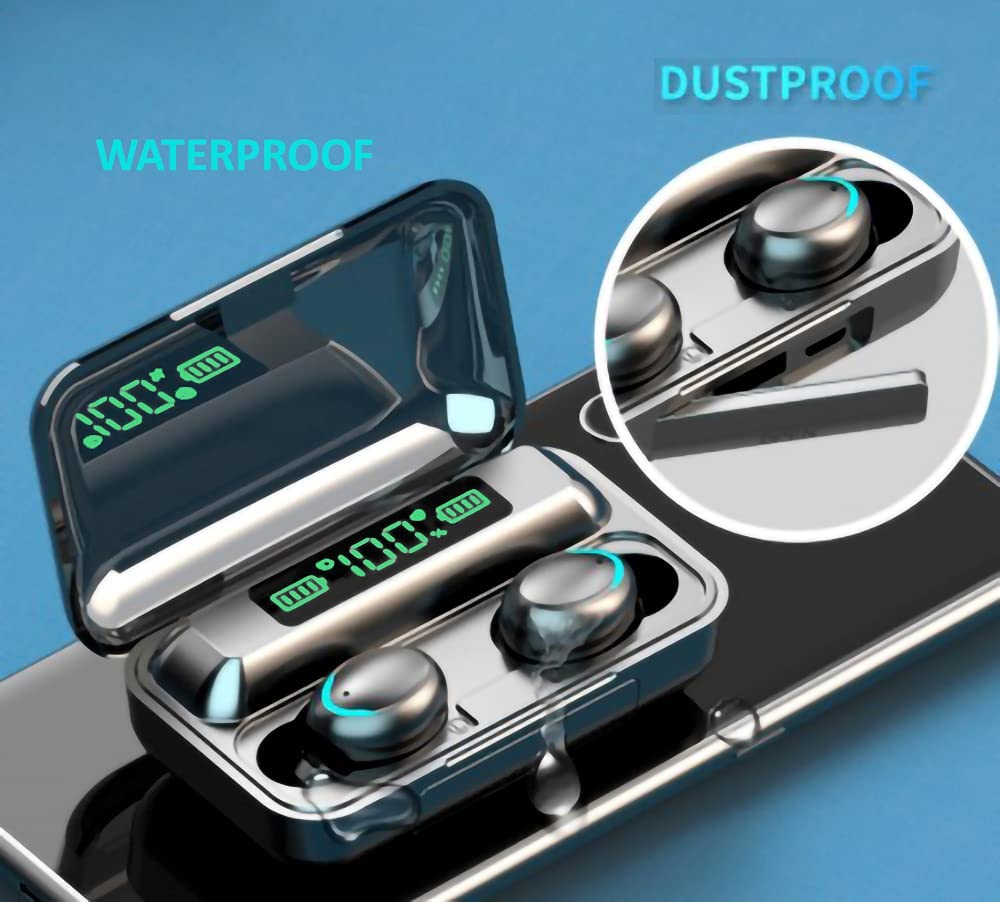 F9-5 Wireless Bluetooth 5.1 Earbuds with Noise Cancellation, HiFi Stereo Sound & Touch Control - Mini In-Ear Headphones with HD Mic & Charging Case (Black) | Perfect for Gym, Commuting & Work Calls