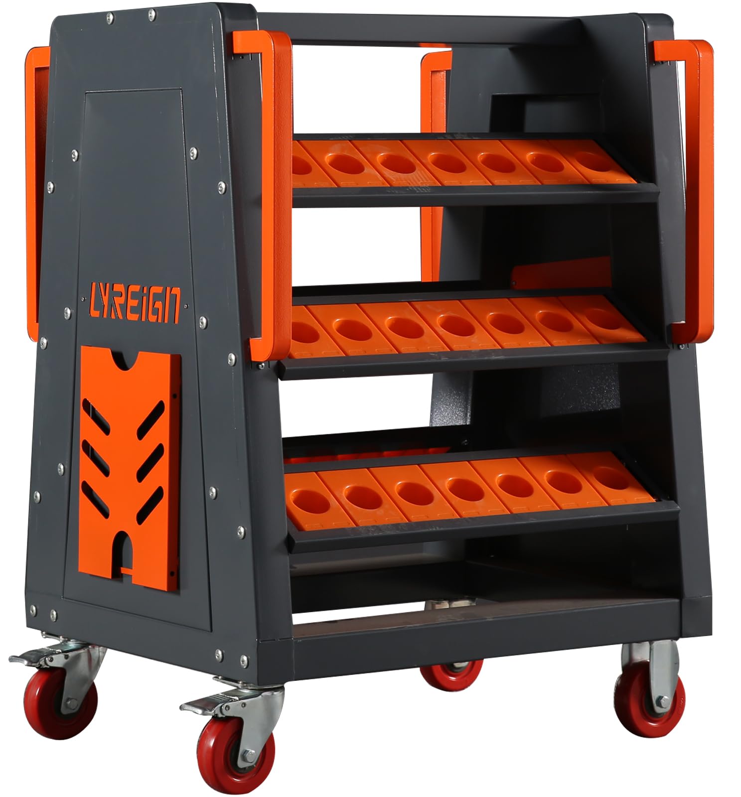 HSK100 CNC Tool Cart - 24 Capacity 3-Tier Rolling Tool Organizer with CNC Wheels | Mobile Tool Holder Cart for Cat 40 & CNC Machines | Workshop & Garage Storage Solution