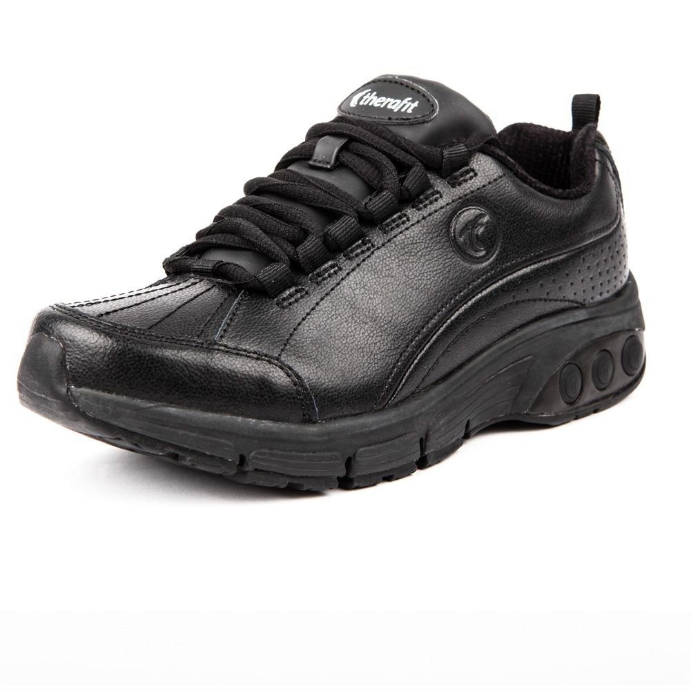 Therafit Women's Kathy Slip-Resistant Leather Athletic Shoes - Comfortable Walking & Work Shoes for Nurses, Waitresses & Healthcare Professionals
