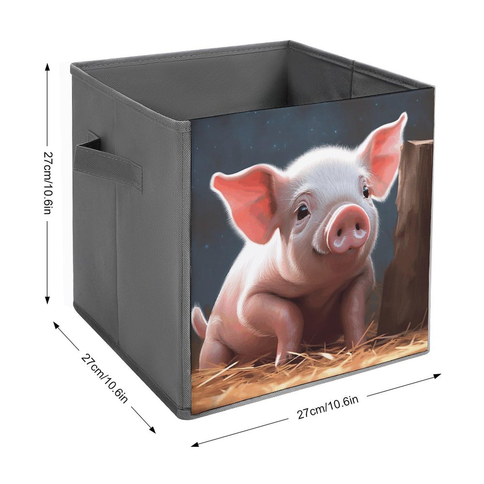 Foldable Storage Box with Cute Pig Print - Large Capacity Organizer for Bedroom, Closet & Toy Storage | Portable Collapsible Bin for Home Organization