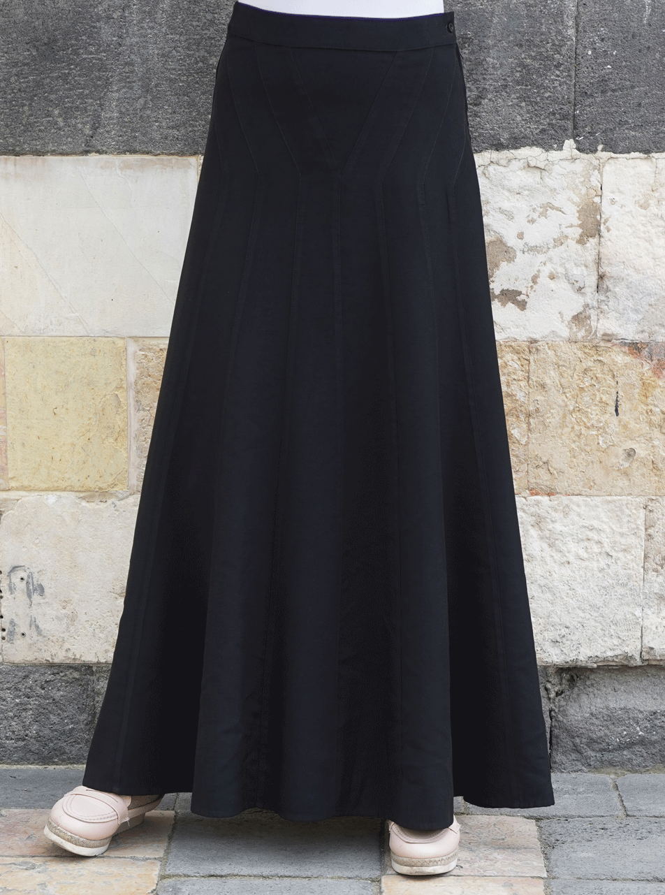 Stylish Dobby Rayon Paneled Skirt for Women - Flowy A-Line Midi Skirt with Side Slits - Perfect for Office Wear, Date Nights & Summer Outfits