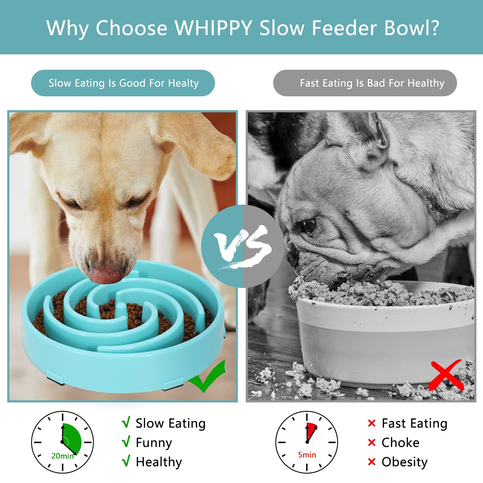 Slow Feeder Dog Bowl for Large & Medium Dogs - Non-Slip Maze Puzzle Design to Prevent Bloat & Choking - Interactive Pet Feeding Dish for Healthy Eating - Perfect for Fast Eaters & Mealtime Enrichment - Blue
