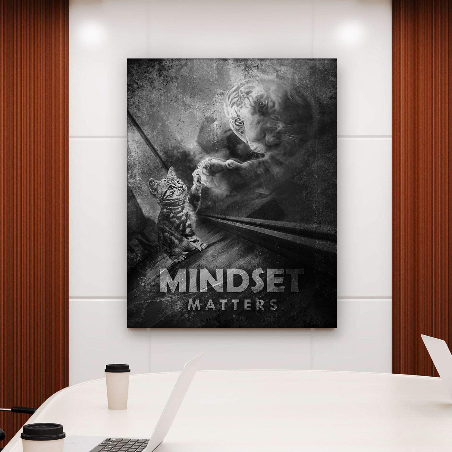 Inspiring Motivational Wall Art Canvas Print - Mindset Matters Tiger Design (40