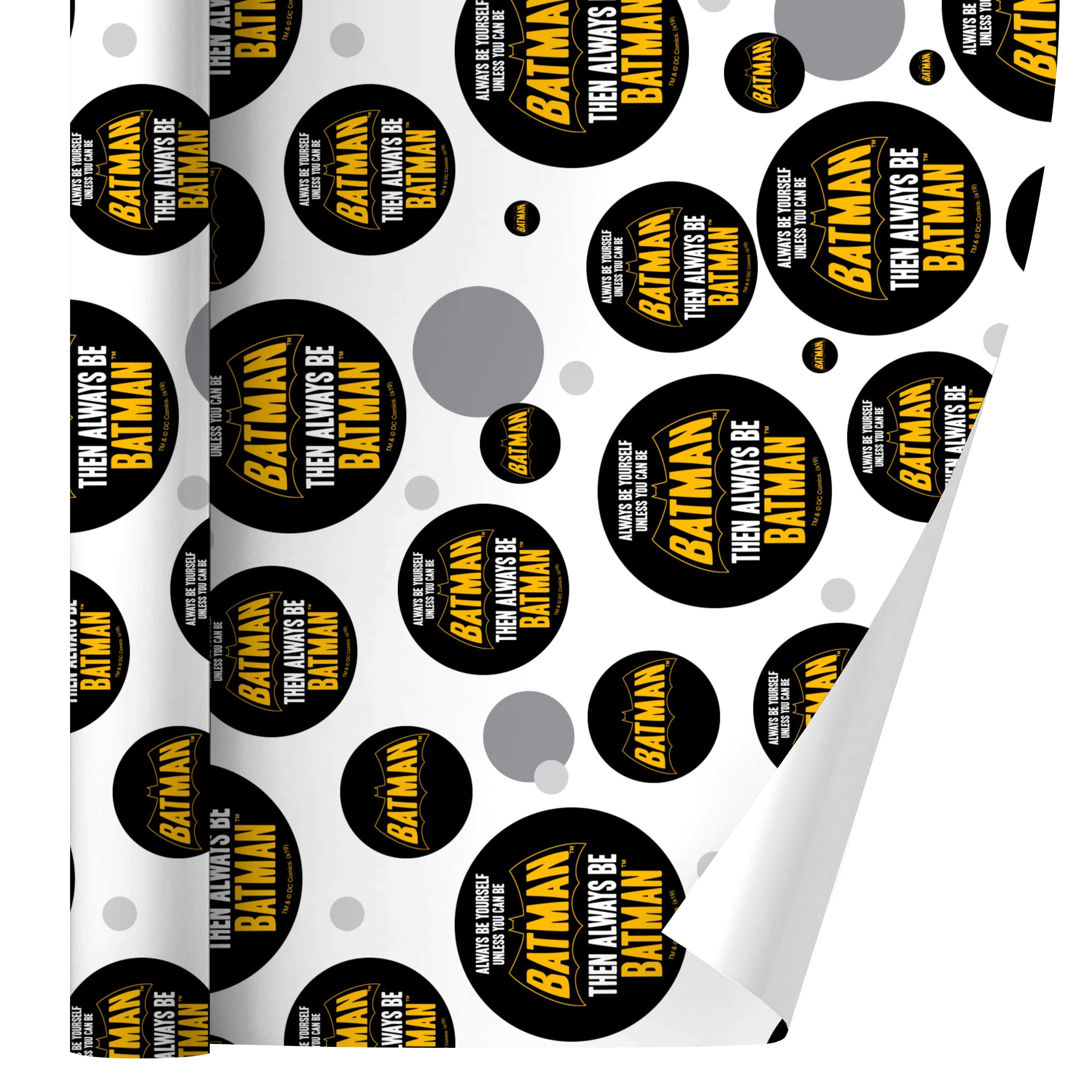 Batman Gift Wrap Paper Roll - Premium Superhero Wrapping Paper for Birthdays, Holidays & Comic-Themed Parties | DC Comics Officially Licensed