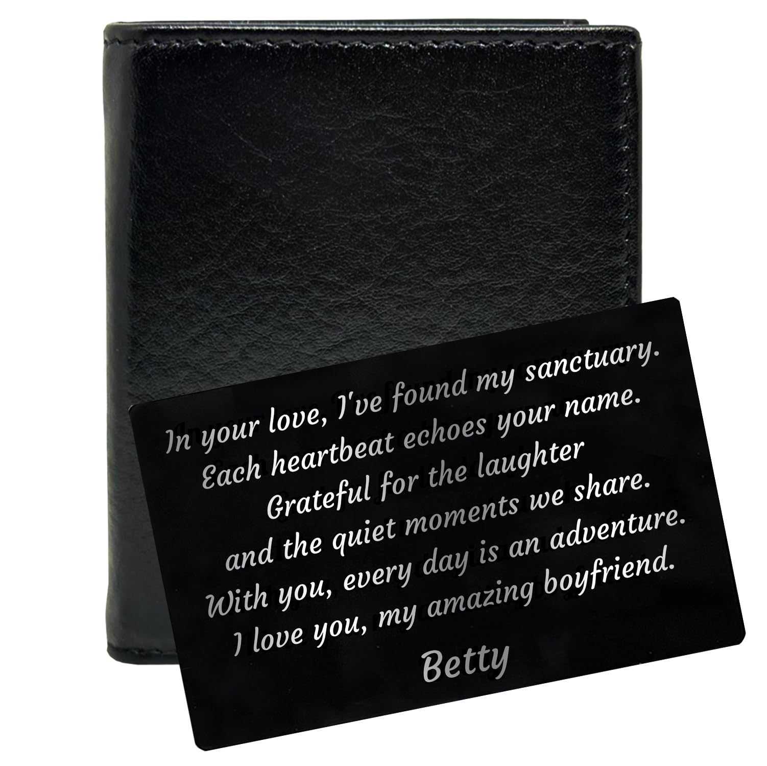 **Personalized Engraved Wallet Card - Custom I Love You Gift for Men & Women - Anniversary, Valentine's, Birthday Present for Husband/Boyfriend - Romantic Keepsake for Everyday Carry & Special Occasions**