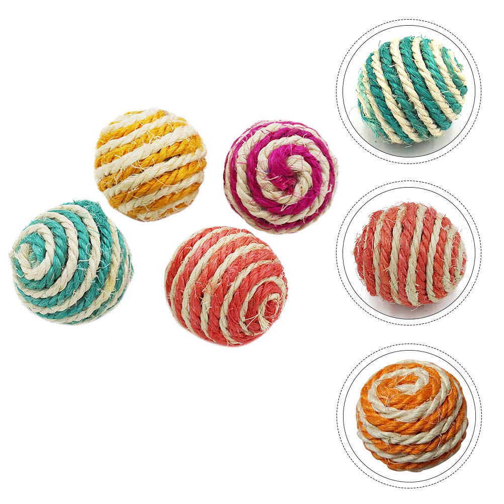 TEHAUX 7-Piece Sisal Ball Cat Toys Set - Natural Fiber Scratching & Teething Toys for Kittens, Rabbits, and Small Pets - Interactive Training Balls for Playtime, Exercise, and Stress Relief - Perfect for Indoor Play, Pet Training, and Dental Health