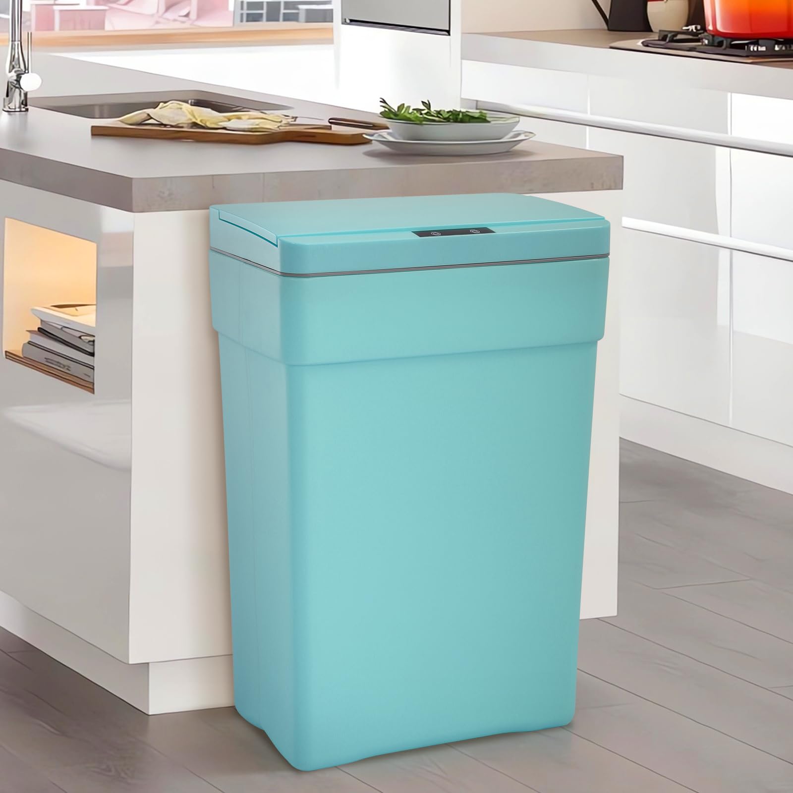 **DKeli 13 Gallon Automatic Touchless Trash Can with Lid – Sensor Kitchen Garbage Bin for Bathroom, Bedroom, Home & Office – High-Capacity 50L Plastic Waste Bin (Blue) – Ideal for Hands-Free Hygiene & Modern Spaces**