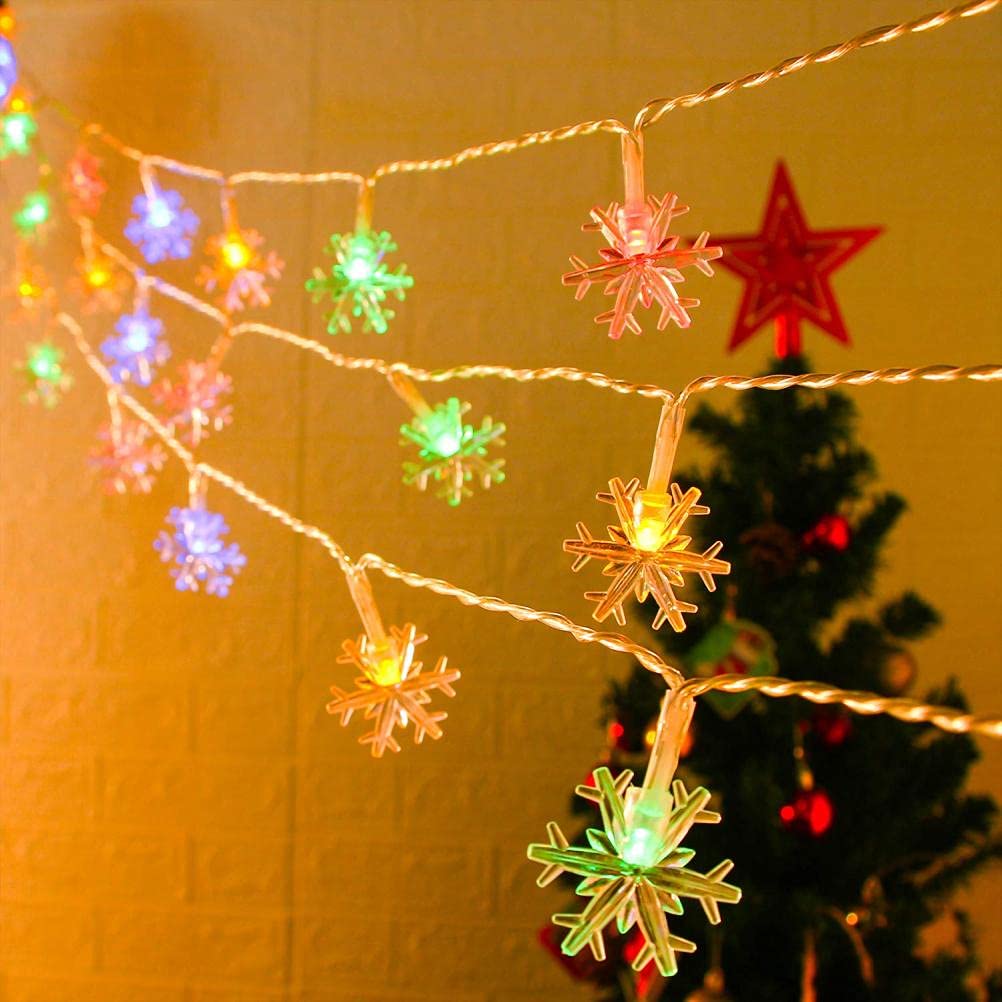 20 LED Snowflake String Lights - 10ft Battery Operated Christmas Lights for Indoor/Outdoor Decor | Winter Fairy Lights for Xmas Tree, Party, Home, Yard & Holiday Decoration