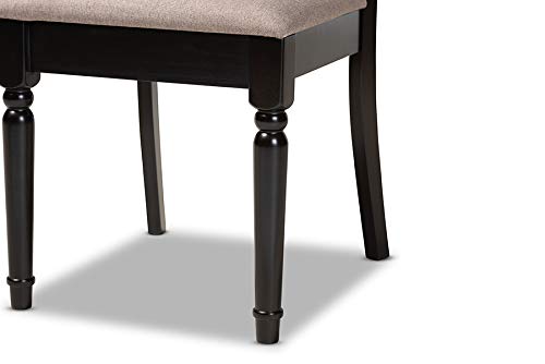 Modern & Contemporary 2-Piece Dining Chair Set - Sand Fabric Upholstery with Espresso Brown Wood Finish | Perfect for Kitchen, Dining Room & Small Space Decor