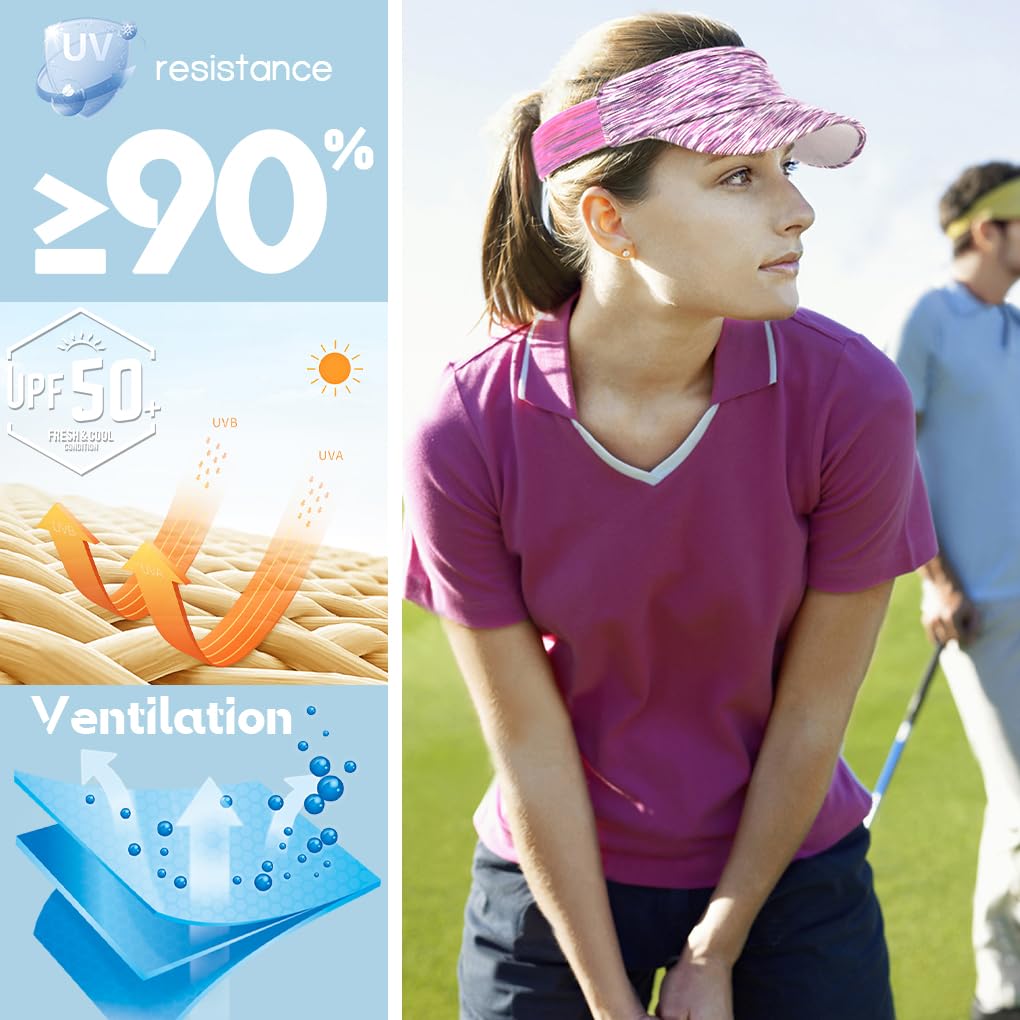 Ruphedy Women's Sports Sun Visor Hat for Running, Tennis, Golf - Cooling & Lightweight UV Protection - Perfect for Outdoor Activities, Workouts, and Summer Sports