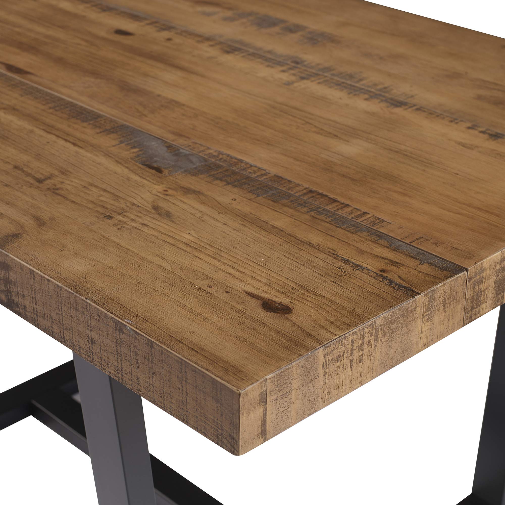 Walker Edison Andre Modern Solid Wood Dining Table, 52 Inch, Rustic Oak - Perfect for Farmhouse, Kitchen & Dining Room Decor