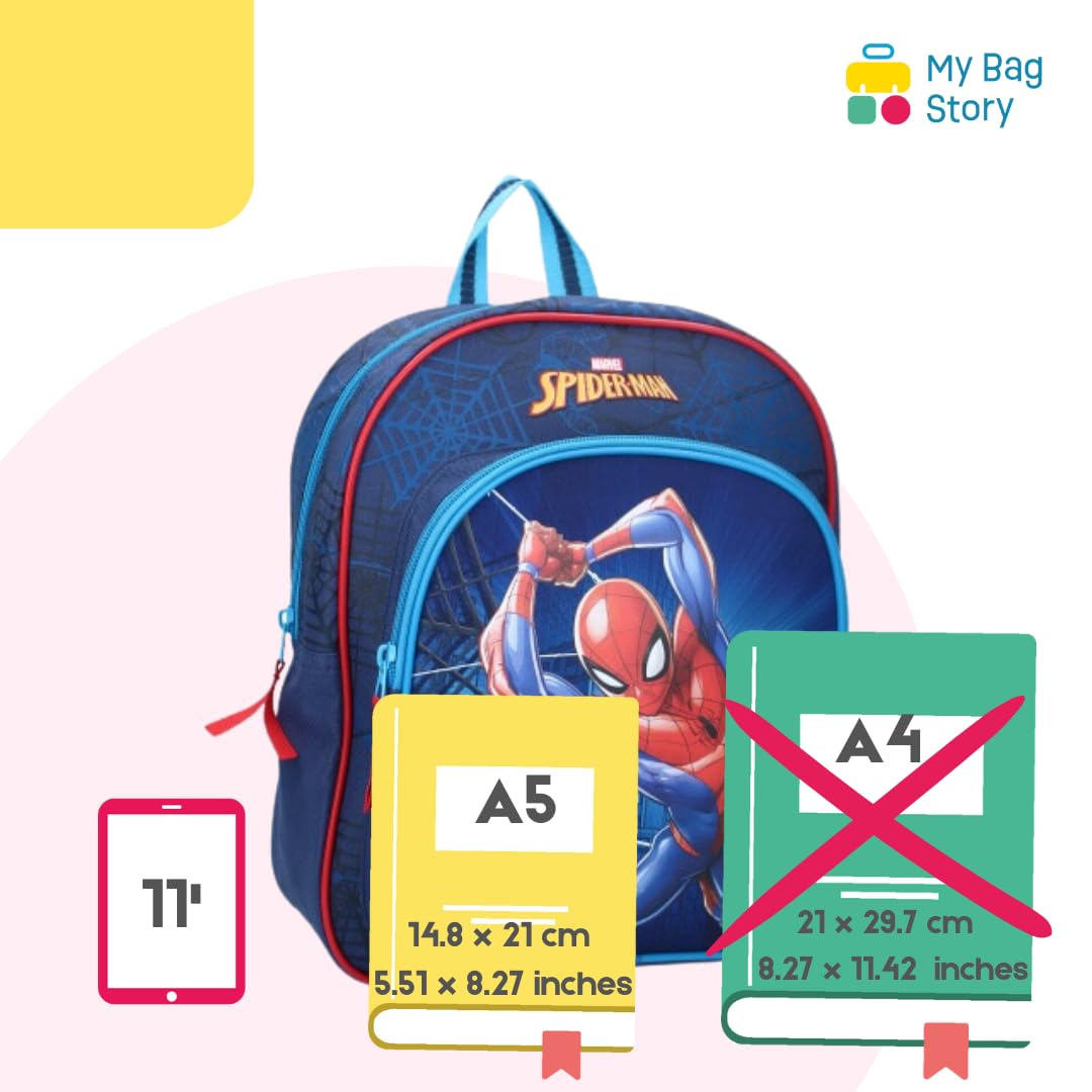 Spiderman Backpack for Kids - Adjustable Straps, 30cm School Bag for Boys & Girls - Perfect for Preschool, Kindergarten & Elementary - Great Gift Idea for School, Daycare & Outdoor Adventures
