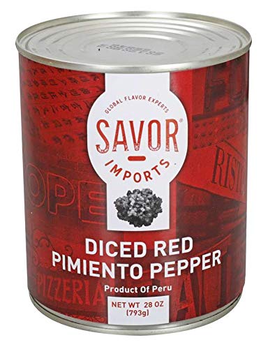 Premium Diced Red Pimento Peppers 28oz (12-Pack Case) | Imported Spanish Piquillo Peppers for Salads, Pizza Toppings & Mediterranean Recipes