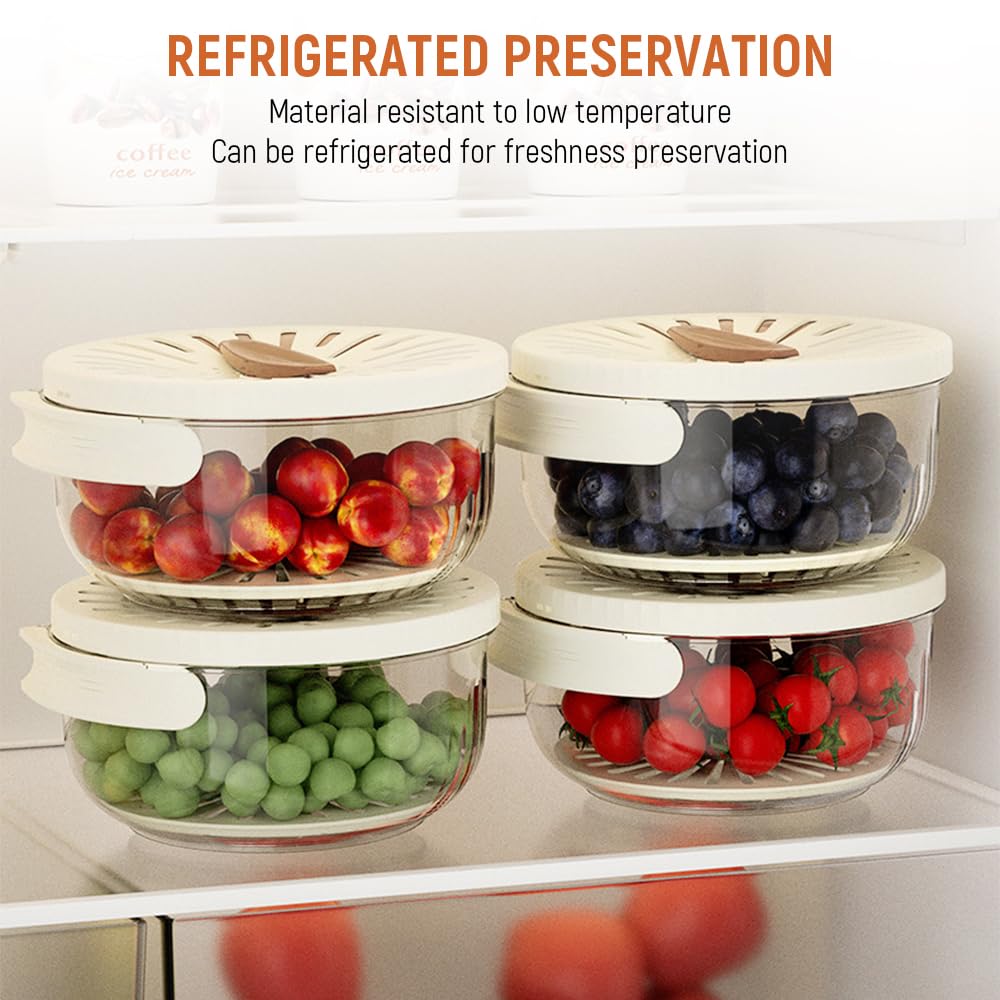 2 in 1 Collapsible Fruit & Vegetable Drainer Basket with Cover - Bilayer Strainer Bowl for Washing Produce - Compact Kitchen Storage for Small Spaces - Perfect for Salad Prep, Berry Rinsing & Dish Draining (White)