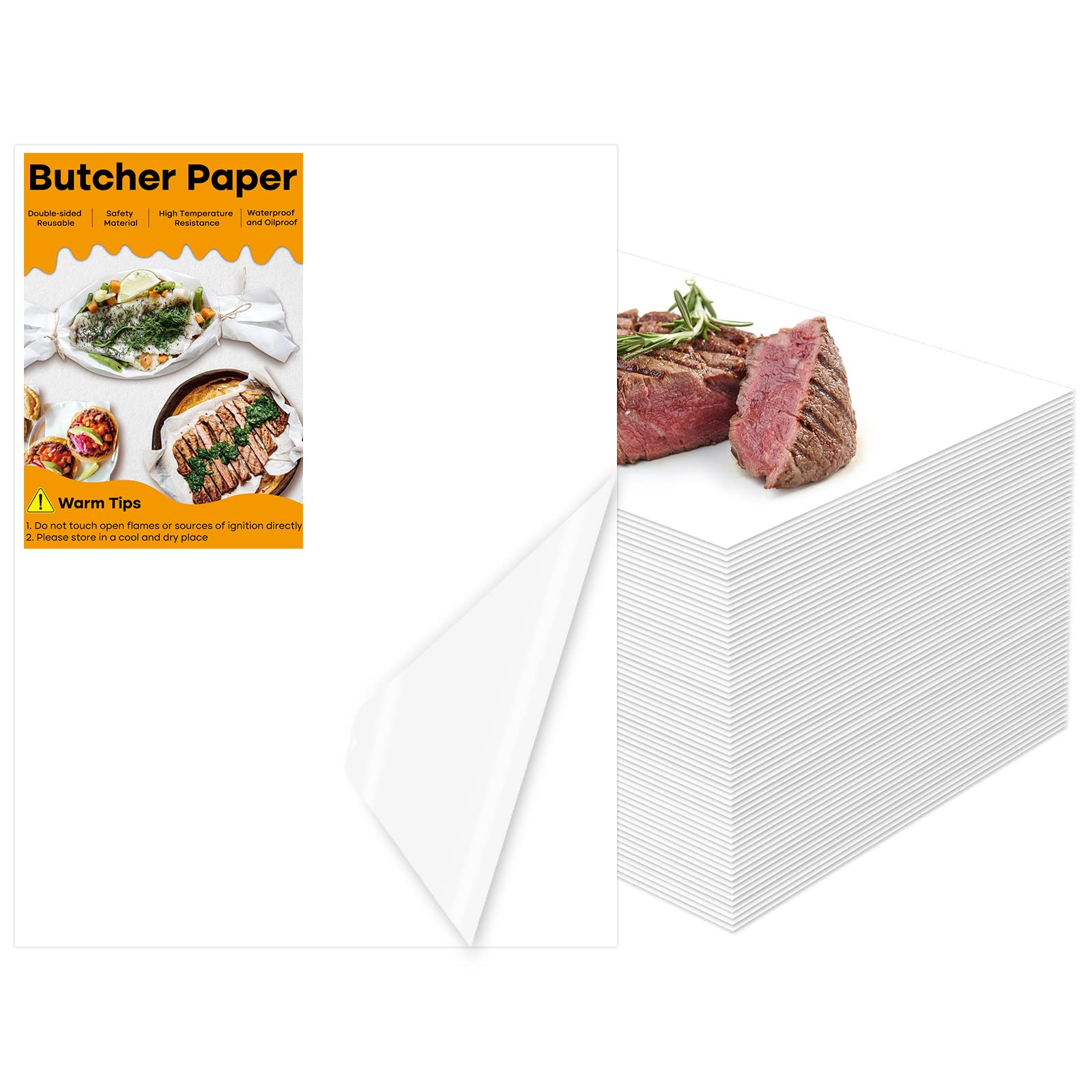 ELECLAND 50-Pack White Butcher Paper Sheets - 15.75 x 11.81 Inch Precut Square Meat Wrapping Paper, Wax-Free for Food Safety, Sublimation Printing & Heat Press Transfer | Perfect for BBQ, Meat Packaging, T-Shirt Printing & Craft Projects
