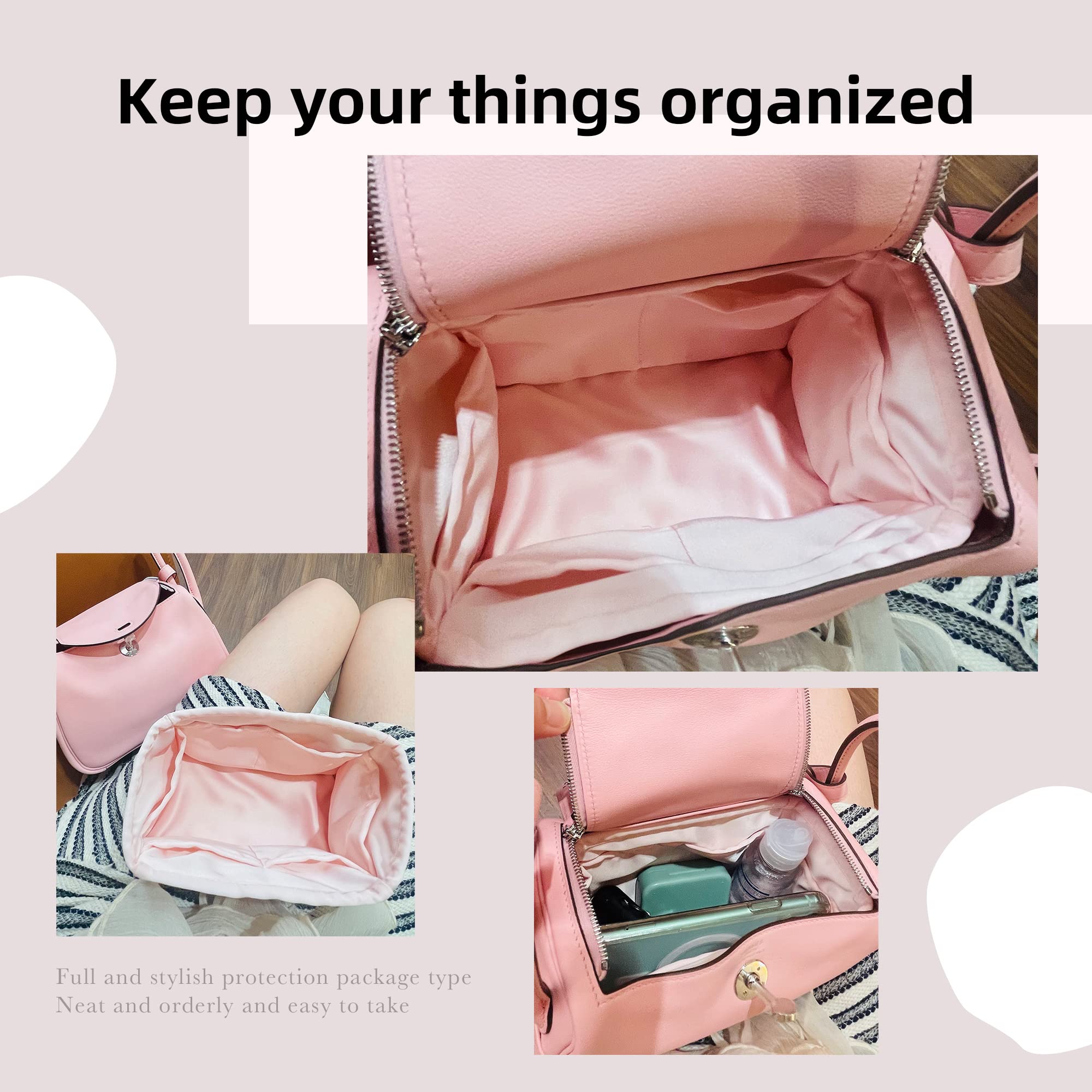 DGAZ Luxury Silk Purse Organizer Insert for Lindy 19/26/30/34 Bags - Handbag & Tote Shaper, Pink (LD26) | Perfect for Travel, Work & Everyday Use