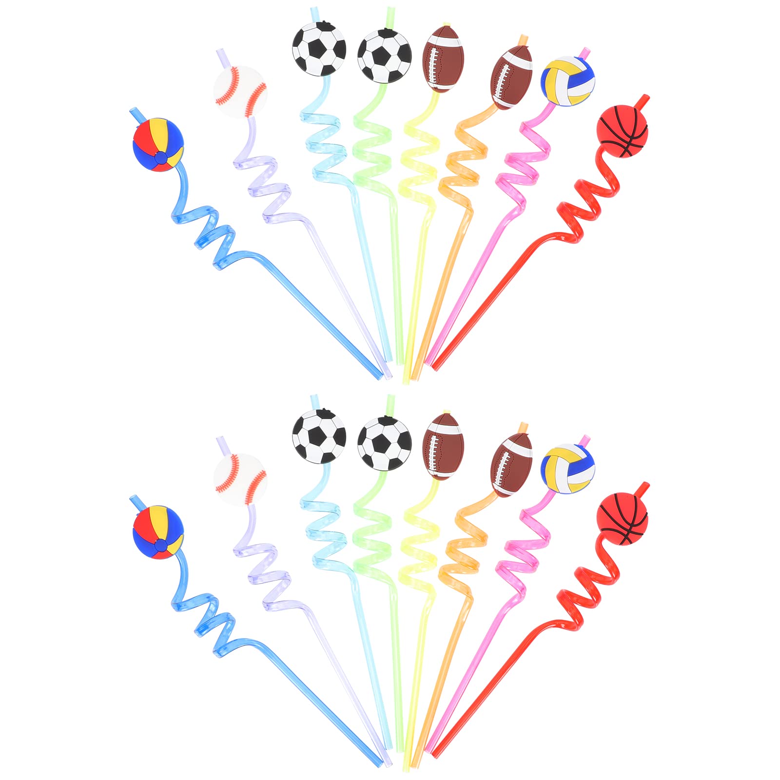 LUOZZY 24 Pack Reusable Baseball Straws - Fun Sports Theme Drinking Straws for Kids Birthday Parties, Baseball, Tennis & Volleyball Events - Perfect for Summer BBQs, Picnics & Sports Celebrations