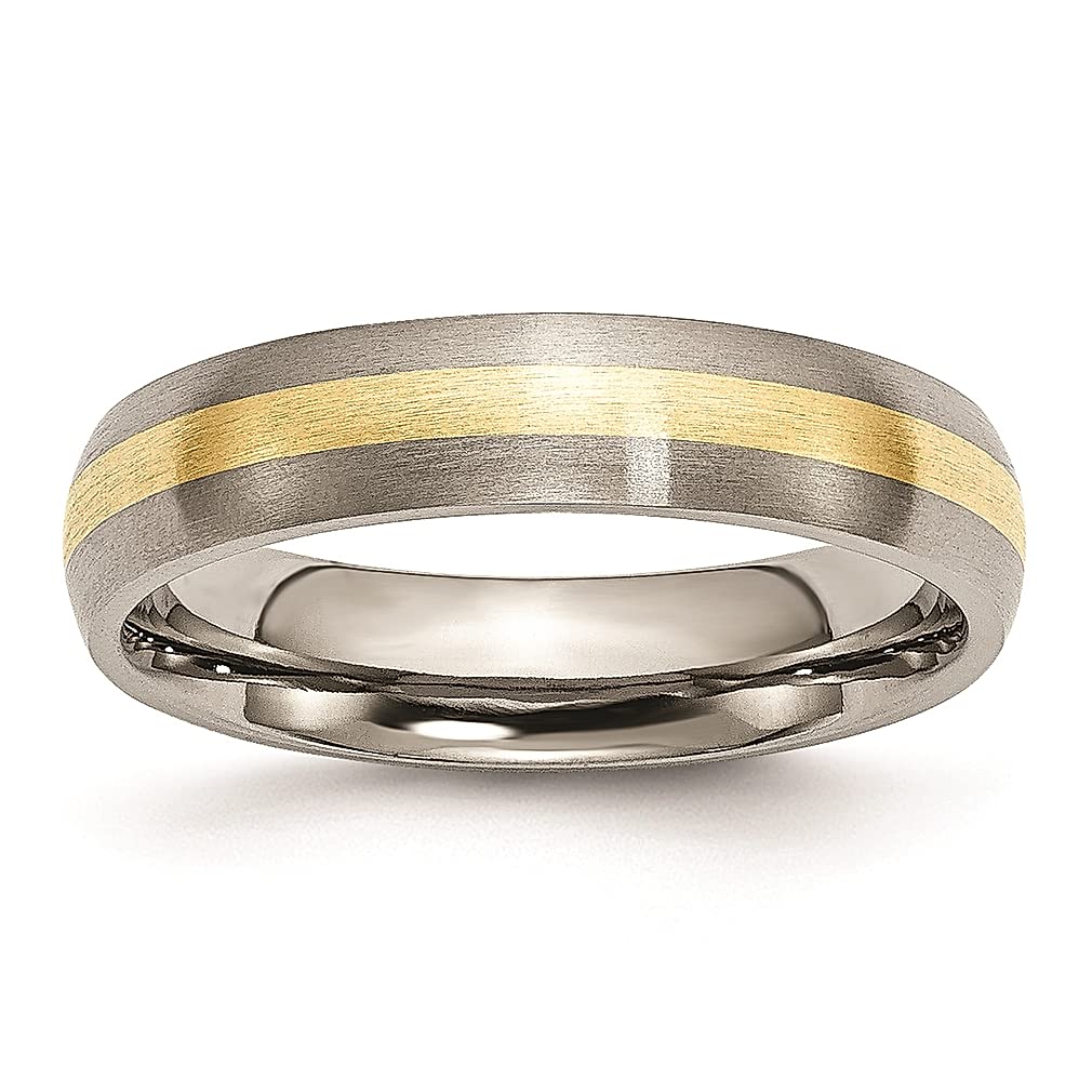 ICE CARATS Titanium 14k Gold Inlay 5mm Band Ring for Men - Durable Wedding Ring, Anniversary Gift for Him, Fine Jewelry for Dad - Perfect for Weddings, Engagements & Special Occasions