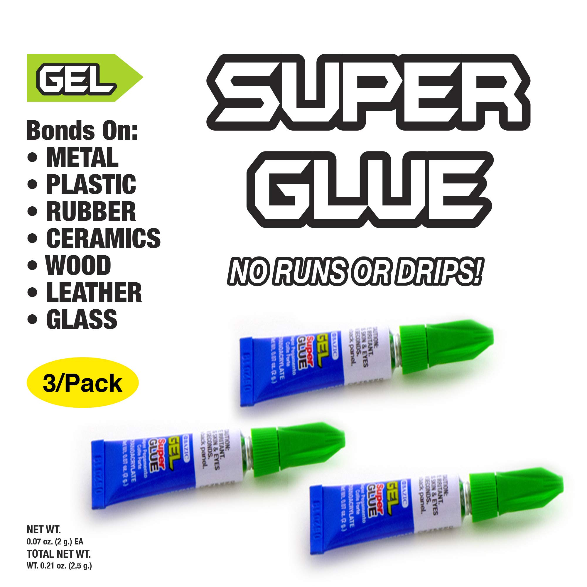 BAZIC Super Glue Gel 2g - Fast Dry No Run Adhesive for Home & Office (24-Pack) - Perfect for Crafts & Repairs