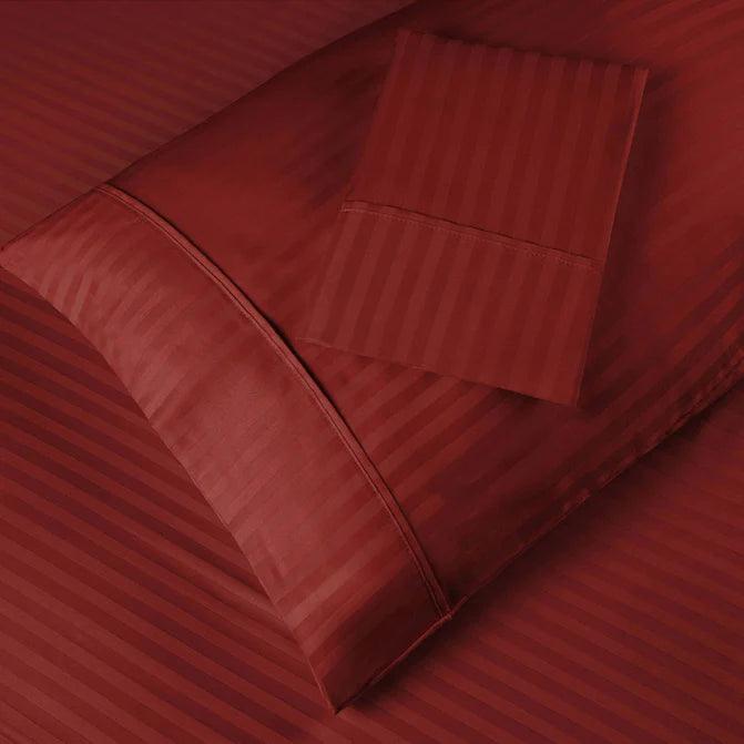 Premium Egyptian Cotton 300 Thread Count Pillowcase Set - 2 Piece Striped Bedding for Luxury Hotels & Home Decor | Soft Breathable Pillow Covers for Ultimate Comfort