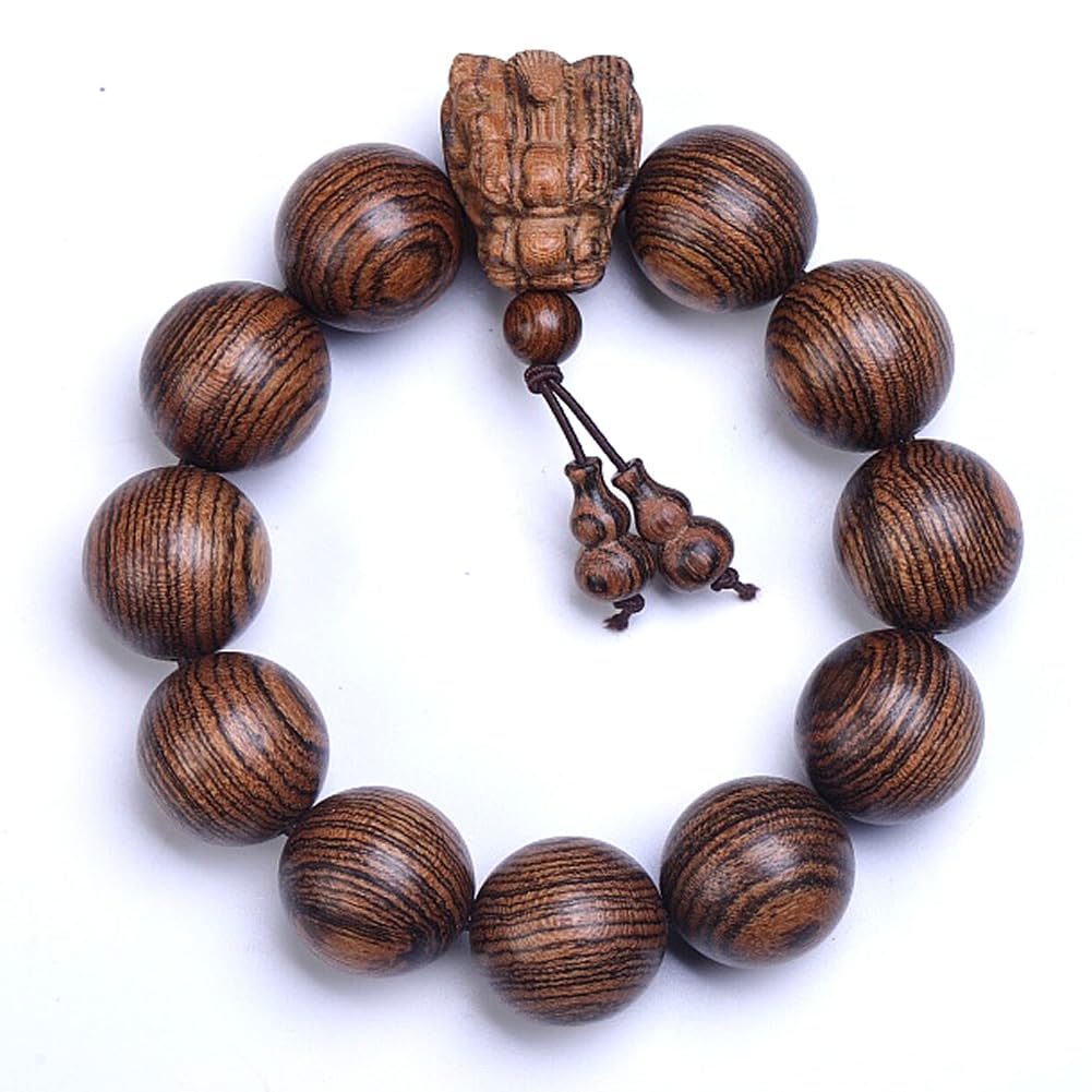 Zen Dear Unisex Natural Tigerwood Mala Beads - Buddhist Prayer Bracelet & Necklace Set for Meditation, Yoga & Spiritual Healing | Handmade Wooden Bead Jewelry for Mindfulness Practice