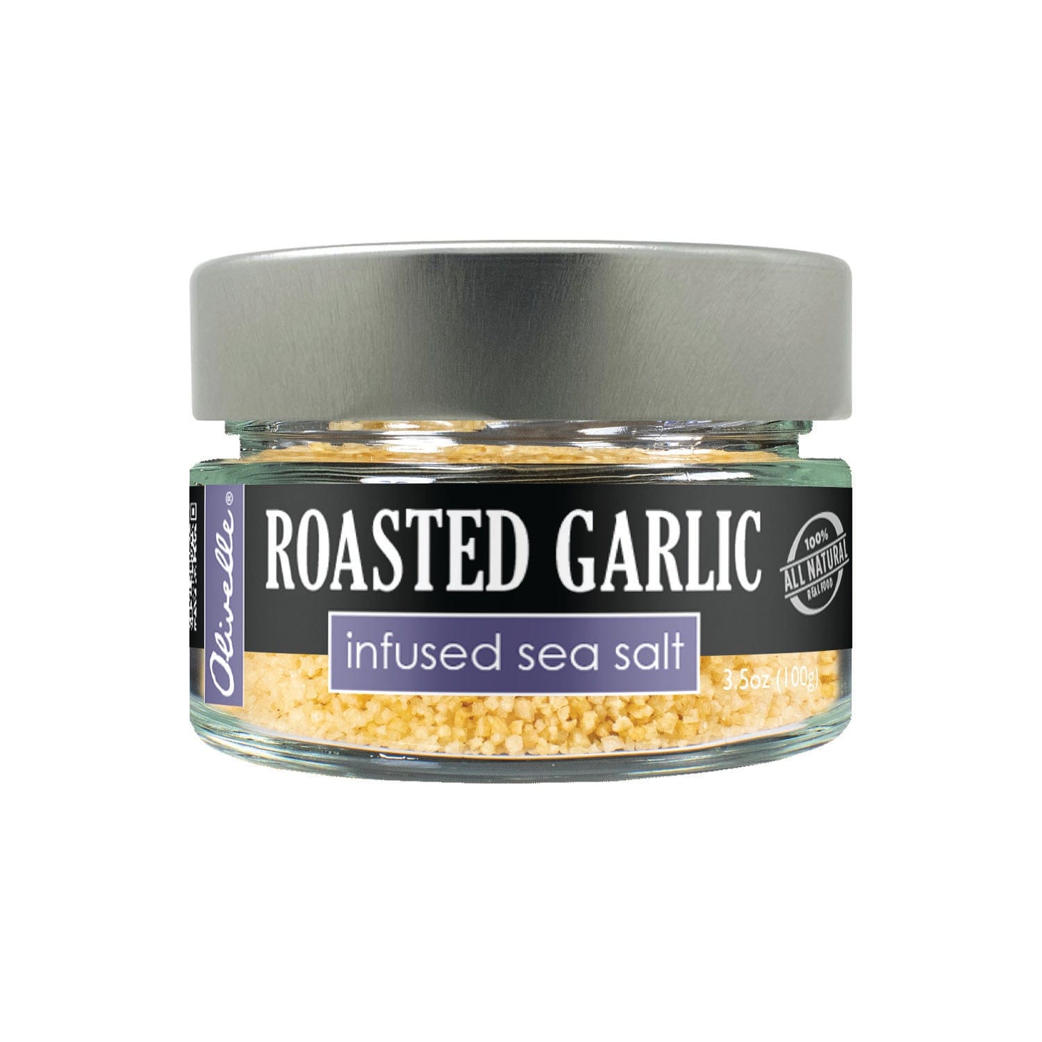 Olivelle Roasted Garlic Sea Salt 3.5oz - Gourmet Seasoning for Cooking, Grilling & Baking - Premium Artisan Salt Blend for Meats, Vegetables & Pasta Dishes