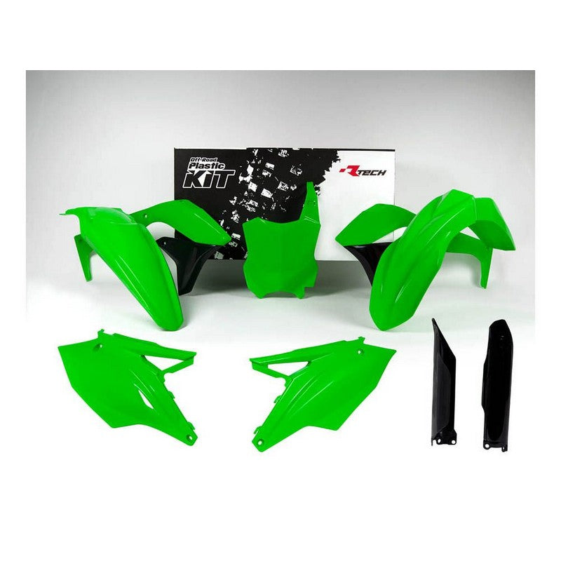 High-Quality Plastic RTECH Front & Rear Fenders, Side Panels, Radiator Shrouds, Fork Protectors & Front Number Plate for KX45 - Perfect for Off-Road Motorcycle Protection & Customization