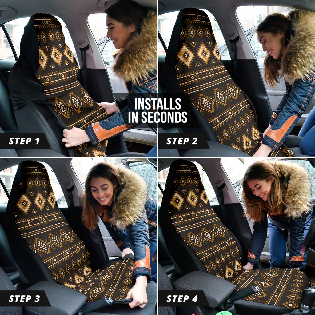 Aztec Boho Pattern Vintage Car Seat Covers - Waterproof & Non-Slip Universal Fit for Cars, SUVs, Trucks - Perfect for Road Trips, Camping & Daily Commute