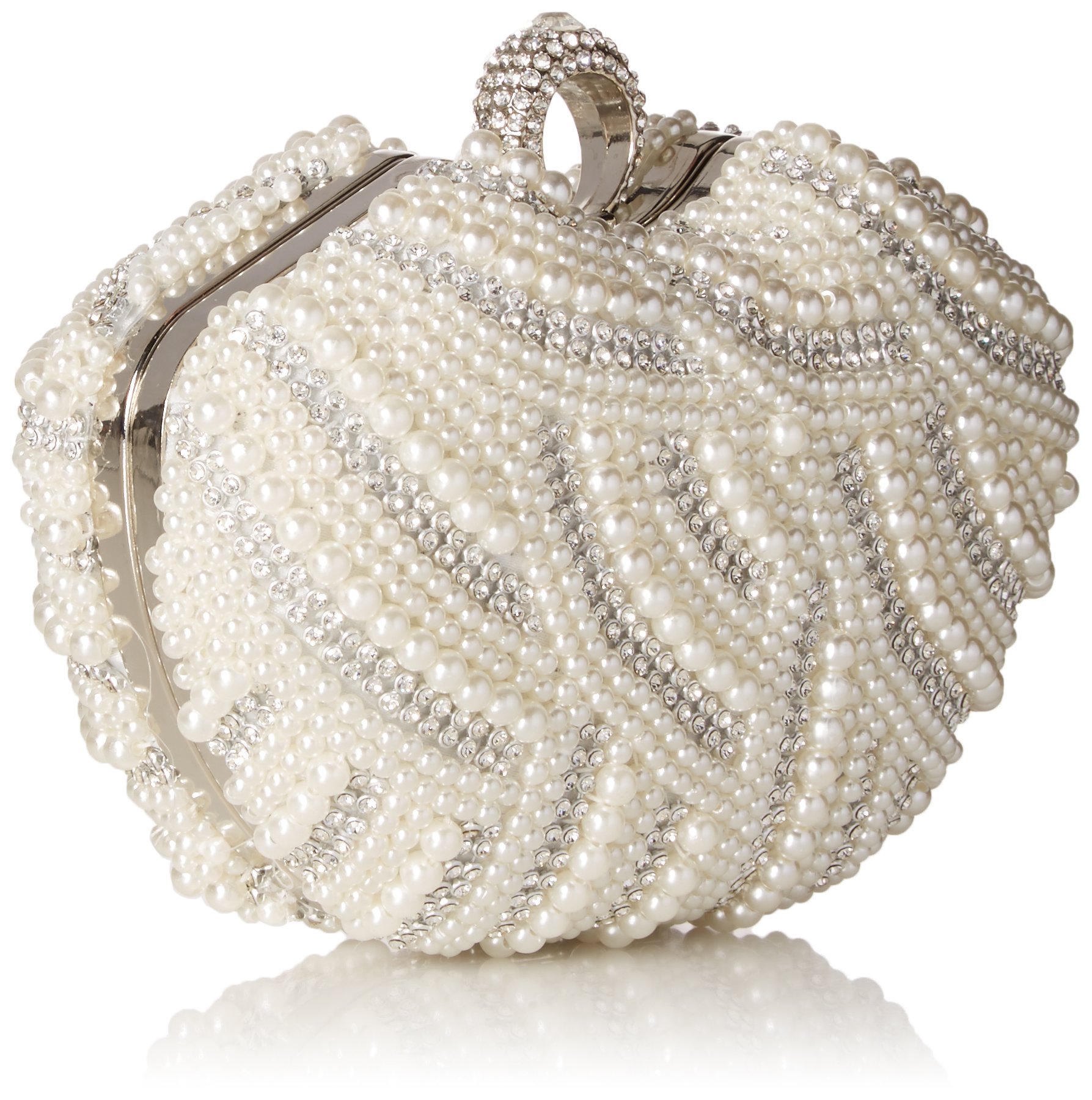 Luxury Crystal Beaded Pearl Clutch Bag for Women - White, Perfect for Evening Parties & Weddings