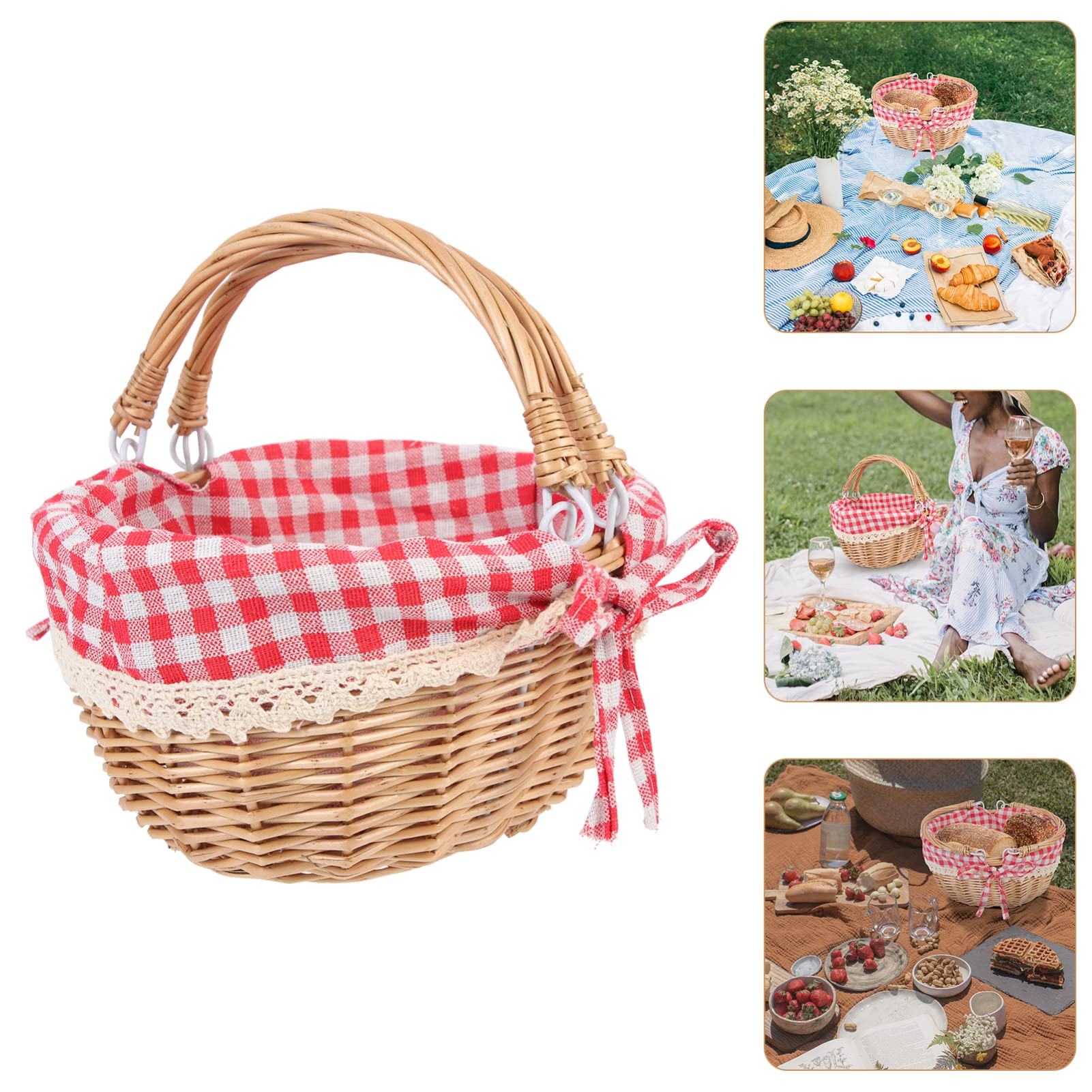 Eco-Friendly Rattan Picnic Basket - Multipurpose Woven Storage Container for Food, Groceries, Flowers & Home Decor | Perfect for Halloween, Picnics, Weddings & Beach Outings | Durable Handwoven Decorative Hamper