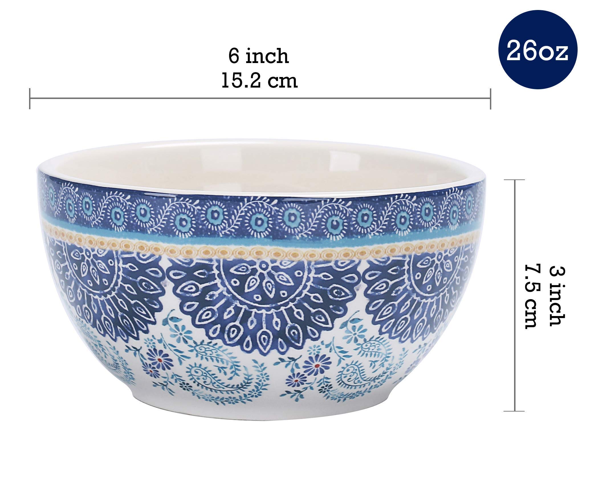 Bico Blue Talavera Ceramic 16-Piece Dinnerware Set, Service for 4 - Includes 11-Inch Dinner Plates, 8.75-Inch Salad Plates, 26oz Bowls & Mugs - Microwave & Dishwasher Safe - Perfect for Parties, Family Dinners & Everyday Use