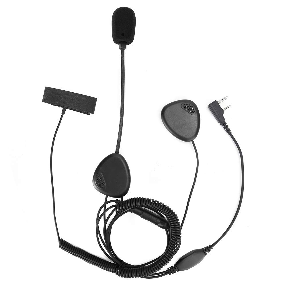 Universal KPlug Motorcycle Helmet Headset Intercom - Large PTT Button for Walkie Talkie & Two-Way Radio Communication - Black (Ideal for Group Riding, Road Trips & Motorcycle Touring)