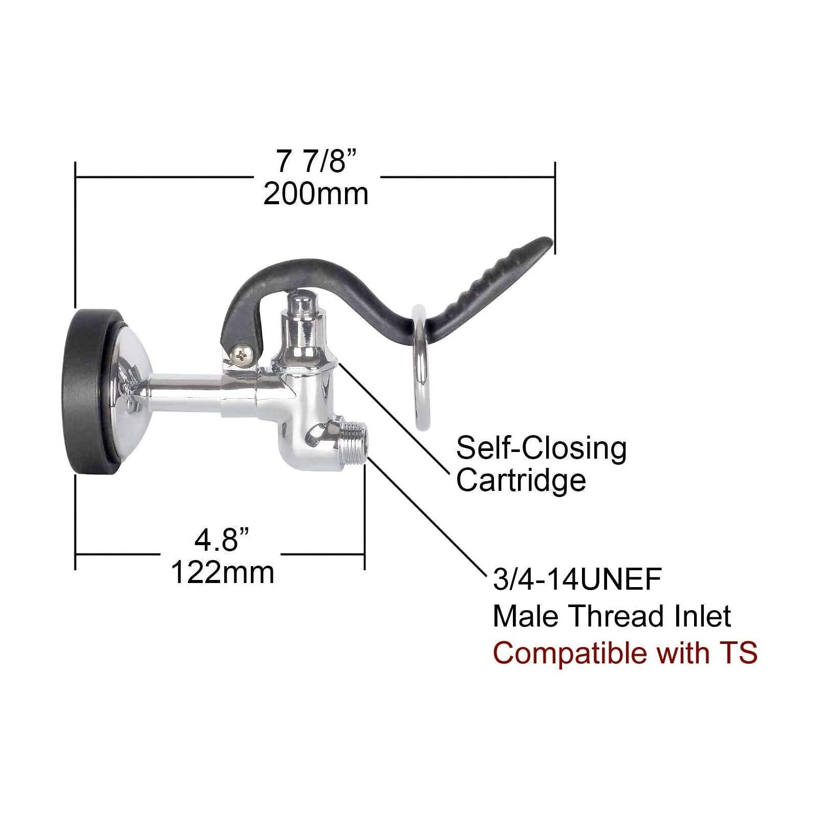 Commercial Kitchen Sink Pre-Rinse Spray Valve - 1.42 GPM High Pressure Faucet Sprayer Head with Chrome Polished Nozzle Replacement Kit (Black) - Perfect for Restaurant, Food Truck & Commercial Dishwashing Stations